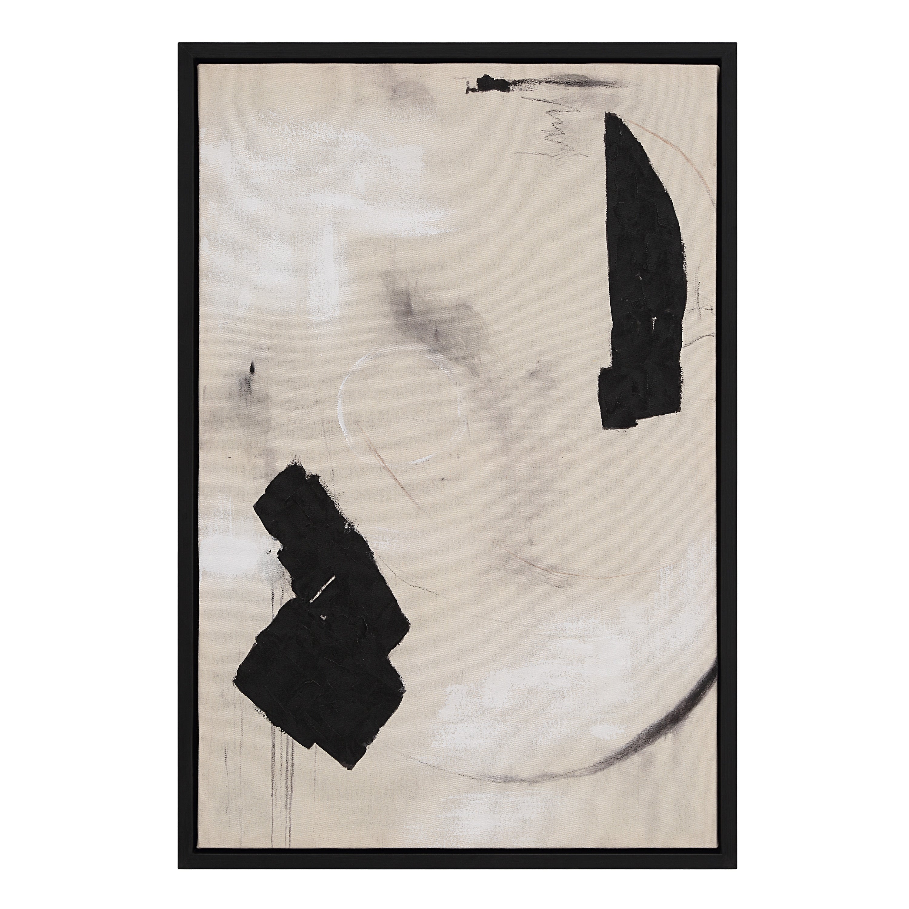 Asia 24" Wide Canvas Art with Wood Frame, Painted Black-Canvas Art-DECOROLALA