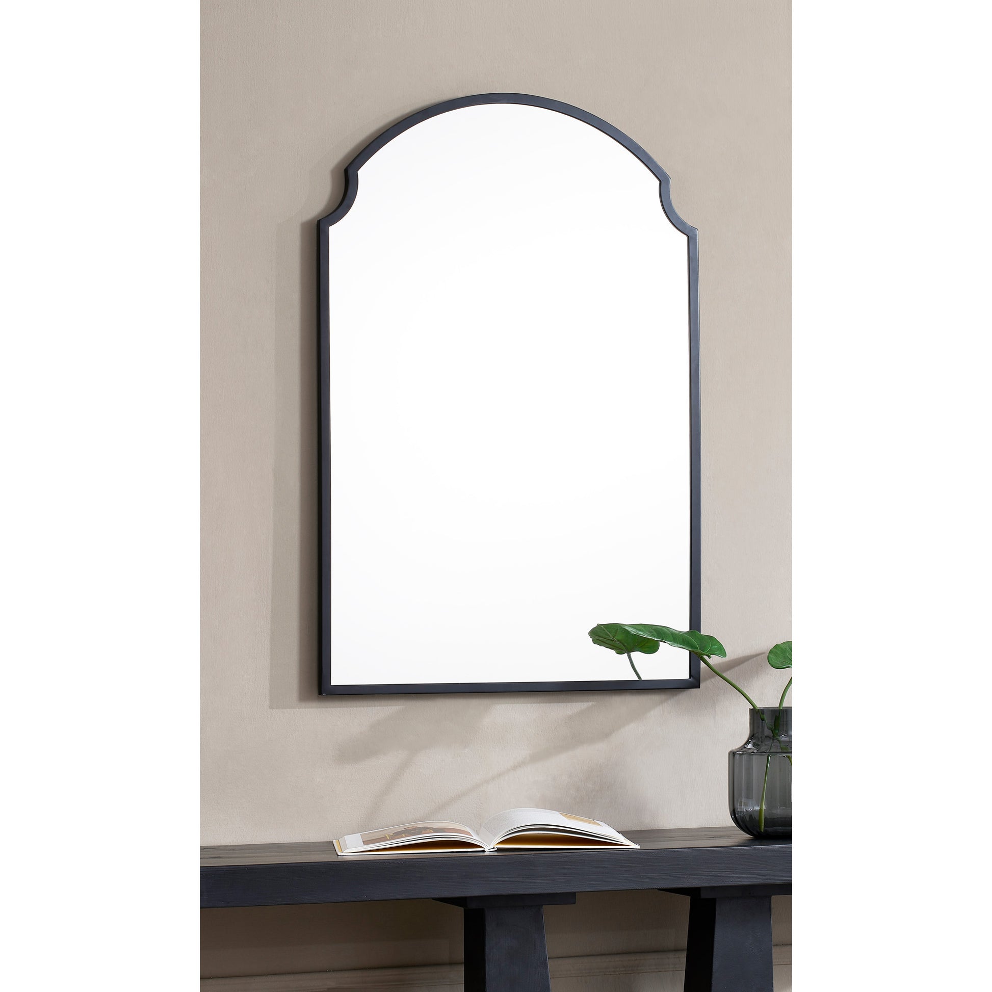 Asmara 36" Tall Irregular Wall Mirror, Black-Mirror-DECOROLALA