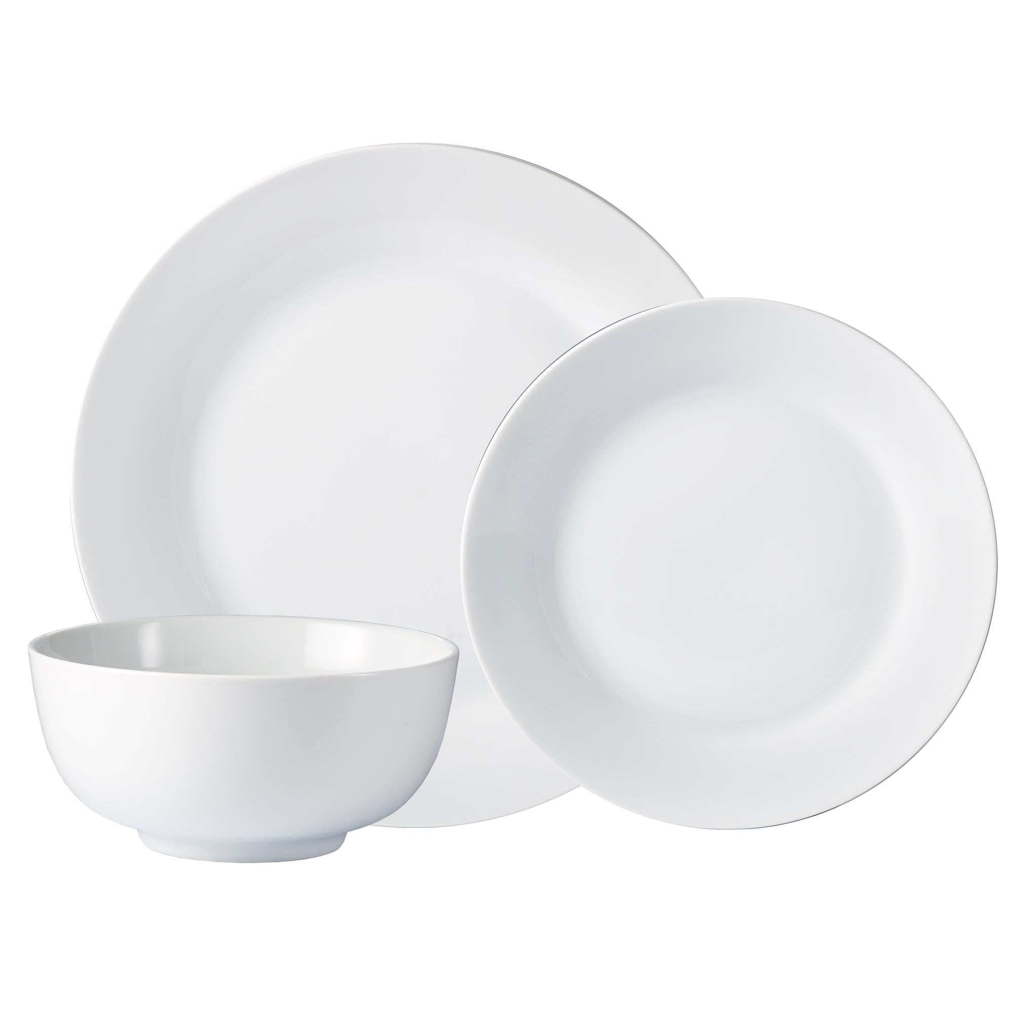 Aspen Porcelain Dinnerware Set - 12pc White Round Rim-Dinnerware-DECOROLALA