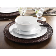 Aspen Porcelain Dinnerware Set - 12pc White Round Rim-Dinnerware-DECOROLALA