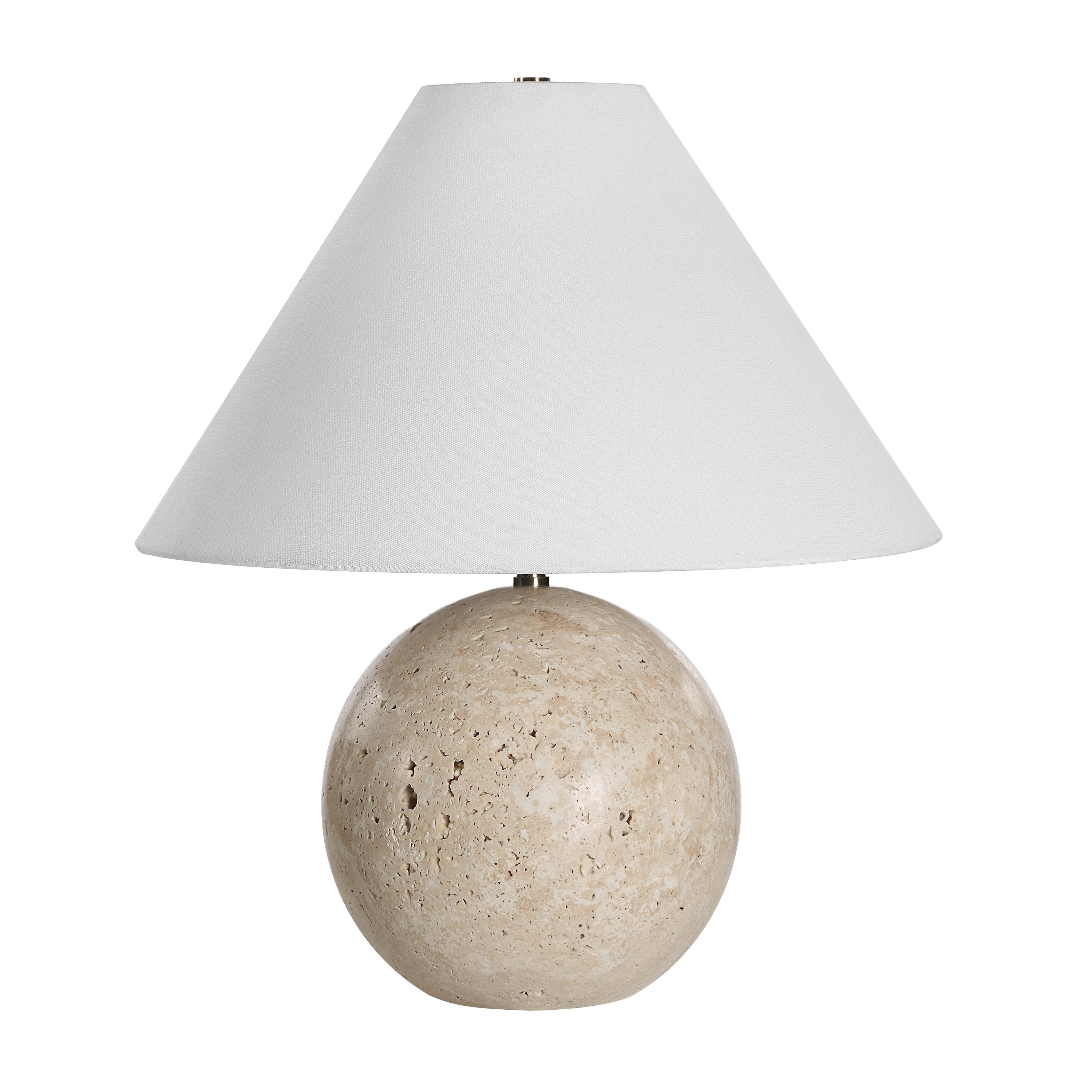Assen 19" Table Lamp - Travertine Base, Beige-Table Lamp-DECOROLALA