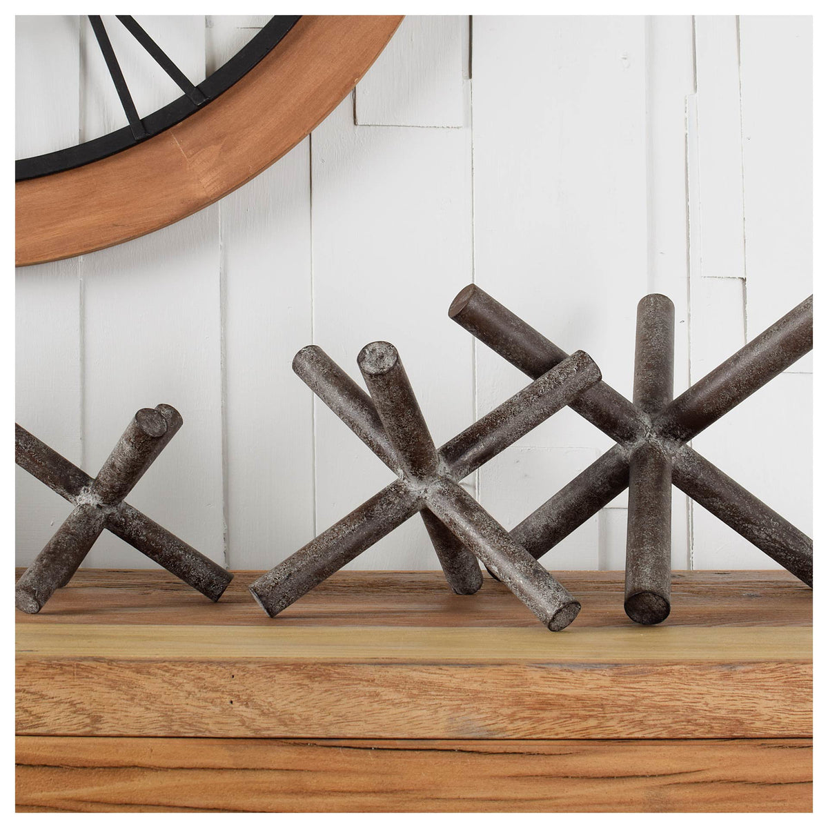 Astericks III (Small) 6L x 6W Brown Metal Decor Object-Objects-DECOROLALA