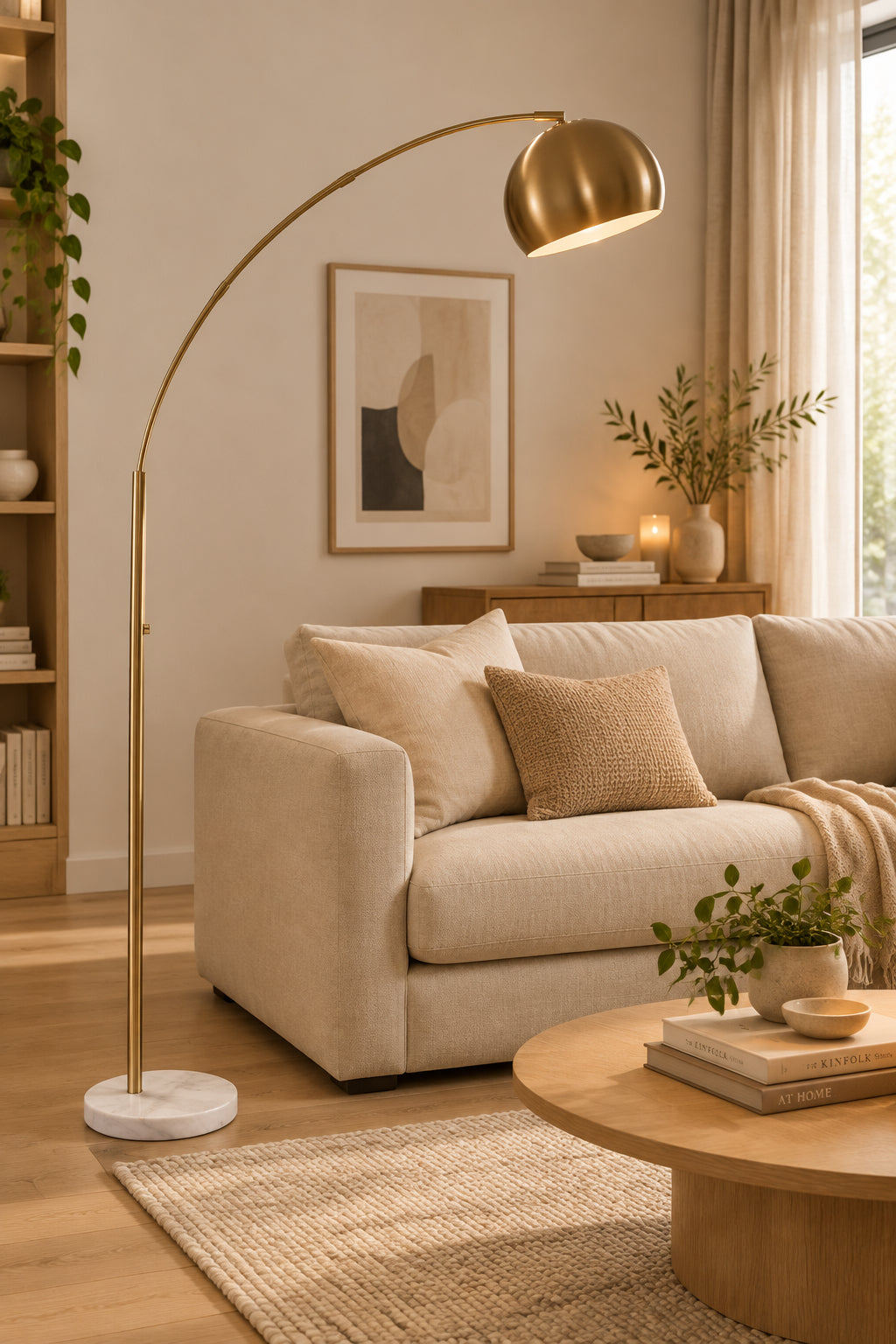 Astoria Arc Lamp - White Marble Base-Lighting-DECOROLALA