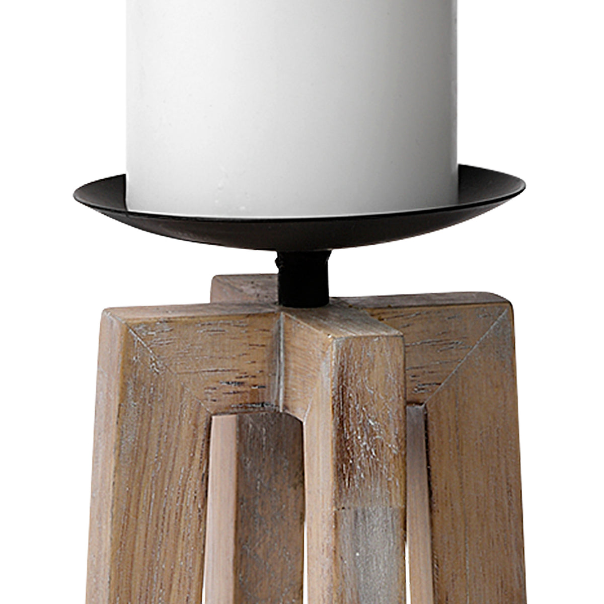 Astra Large Light Brown Wood Pedestal Base Table Candle Holder-Table Candle Holders-DECOROLALA