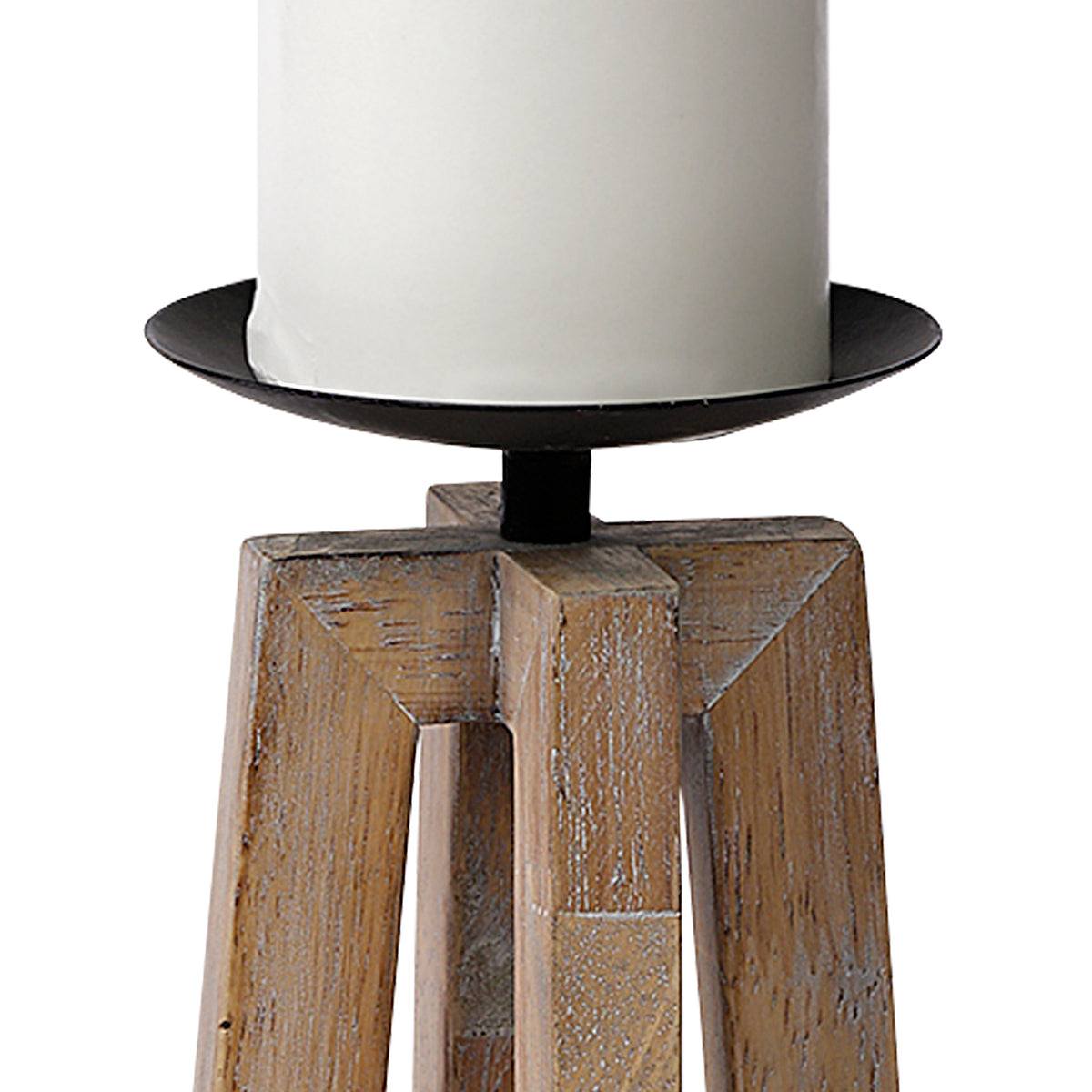Astra Small Light Brown Wood Pedestal Base Table Candle Holder-Table Candle Holders-DECOROLALA