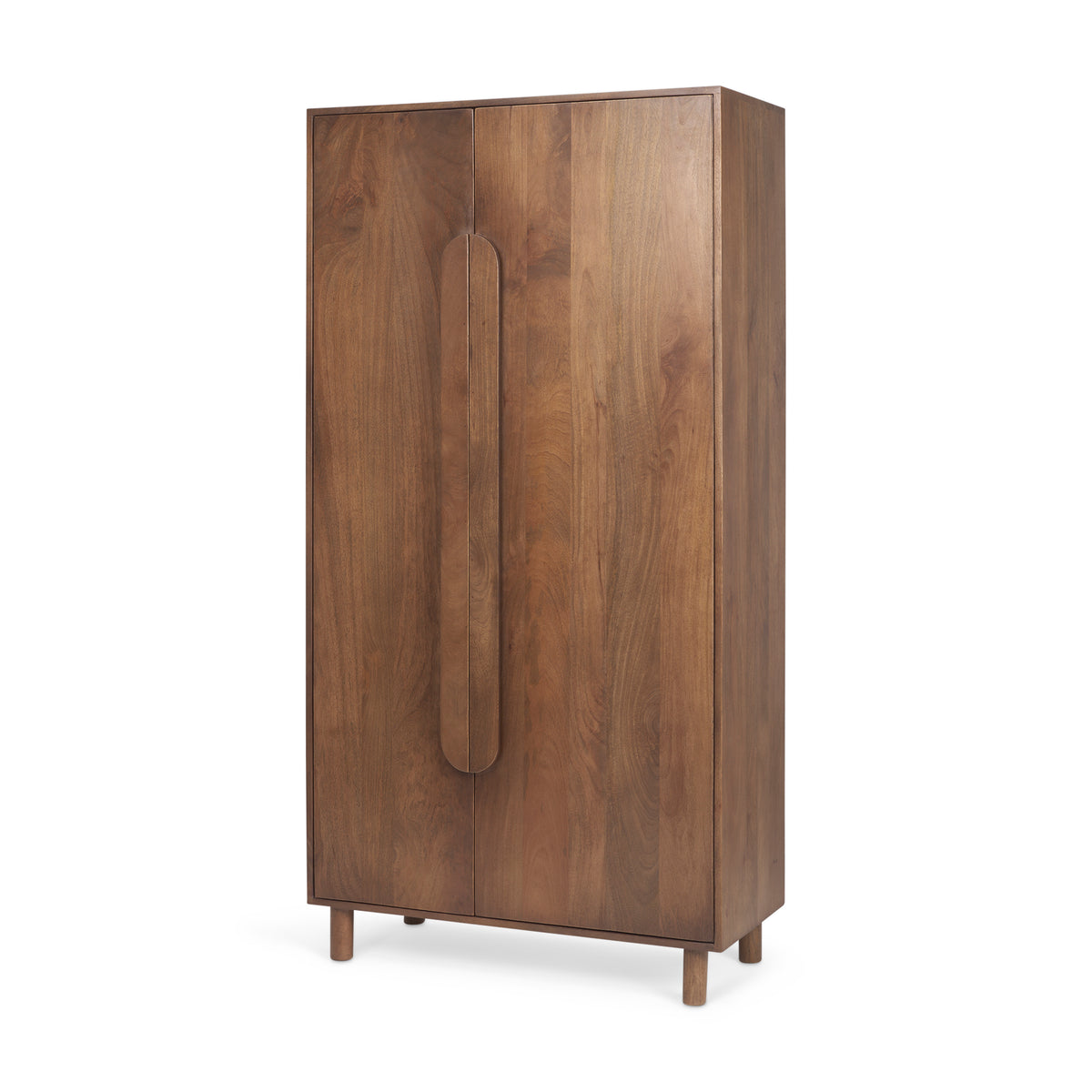 Astrid 36.0L x 17.0W x 70.0H Medium Brown Solid Wood Armoire-Cabinets-DECOROLALA