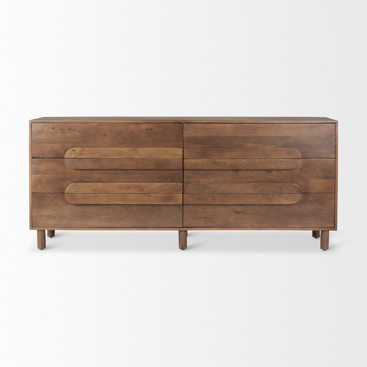 Astrid 71L x 17W x 30.3H Medium Brown Solid Wood 6 Drawer Sideboard-Sideboards & Buffets-DECOROLALA