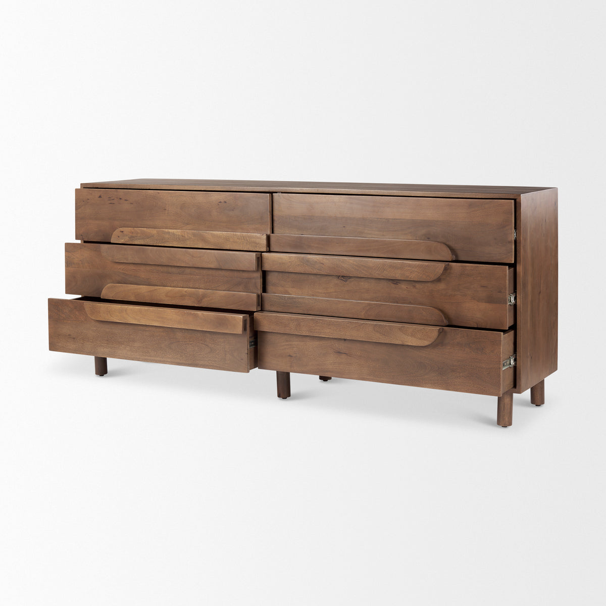 Astrid 71L x 17W x 30.3H Medium Brown Solid Wood 6 Drawer Sideboard-Sideboards & Buffets-DECOROLALA