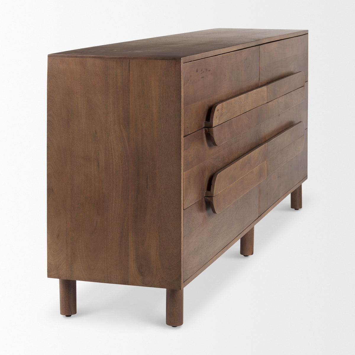 Astrid 71L x 17W x 30.3H Medium Brown Solid Wood 6 Drawer Sideboard-Sideboards & Buffets-DECOROLALA