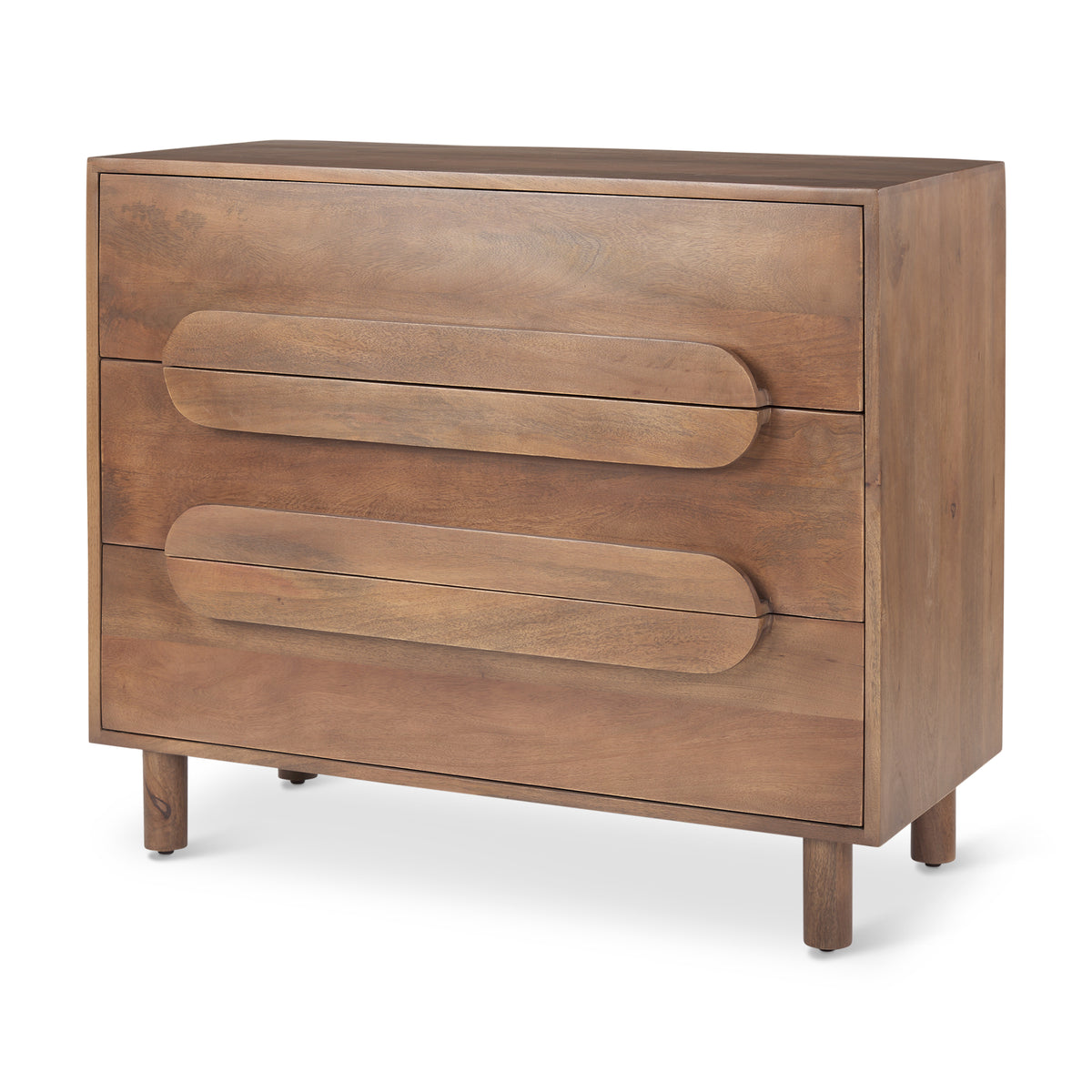 Astrid 36L x 17W x 30.3H Medium Brown Solid Wood 3 Drawer Cabinet-Accent Cabinets & Chests-DECOROLALA