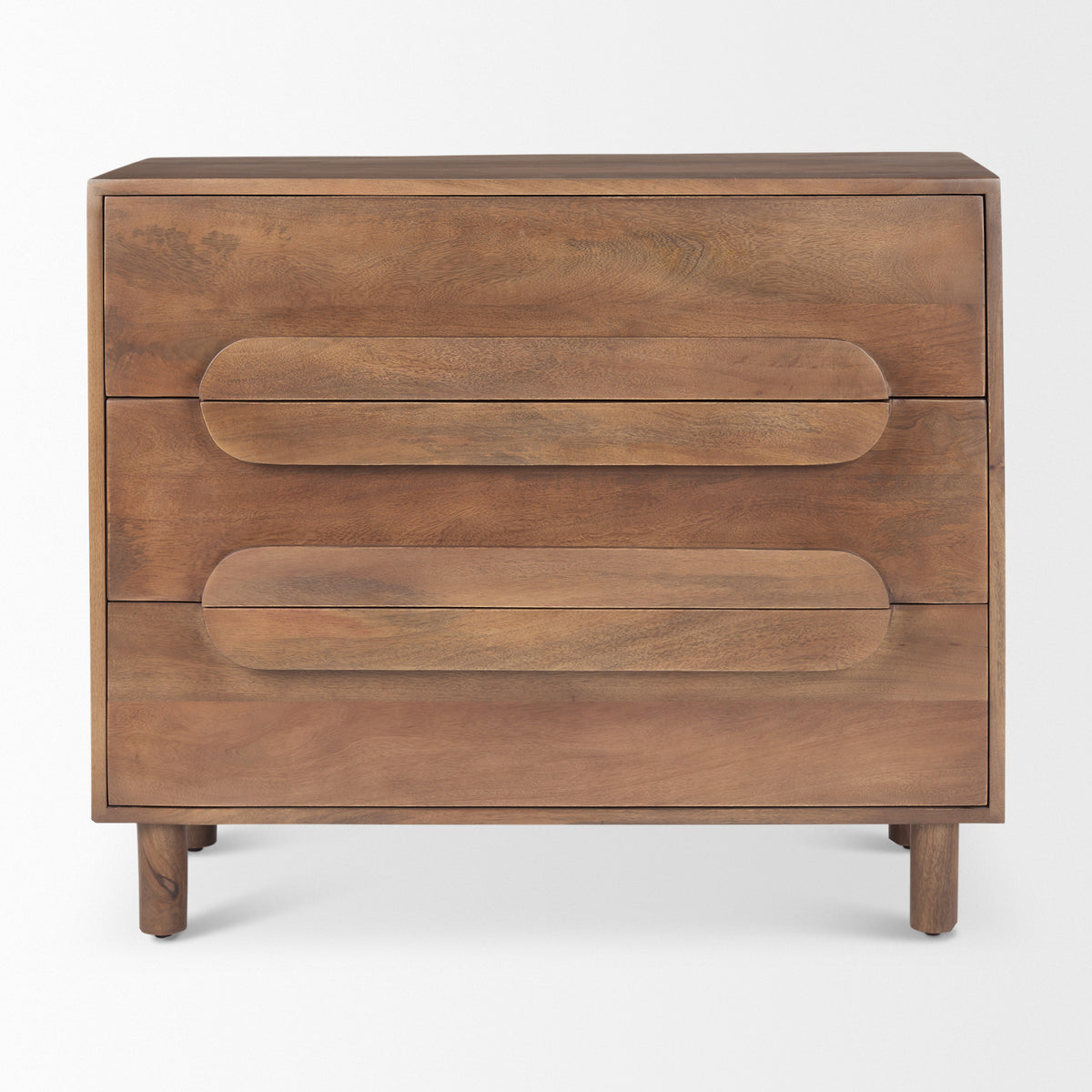 Astrid 36L x 17W x 30.3H Medium Brown Solid Wood 3 Drawer Cabinet-Accent Cabinets & Chests-DECOROLALA
