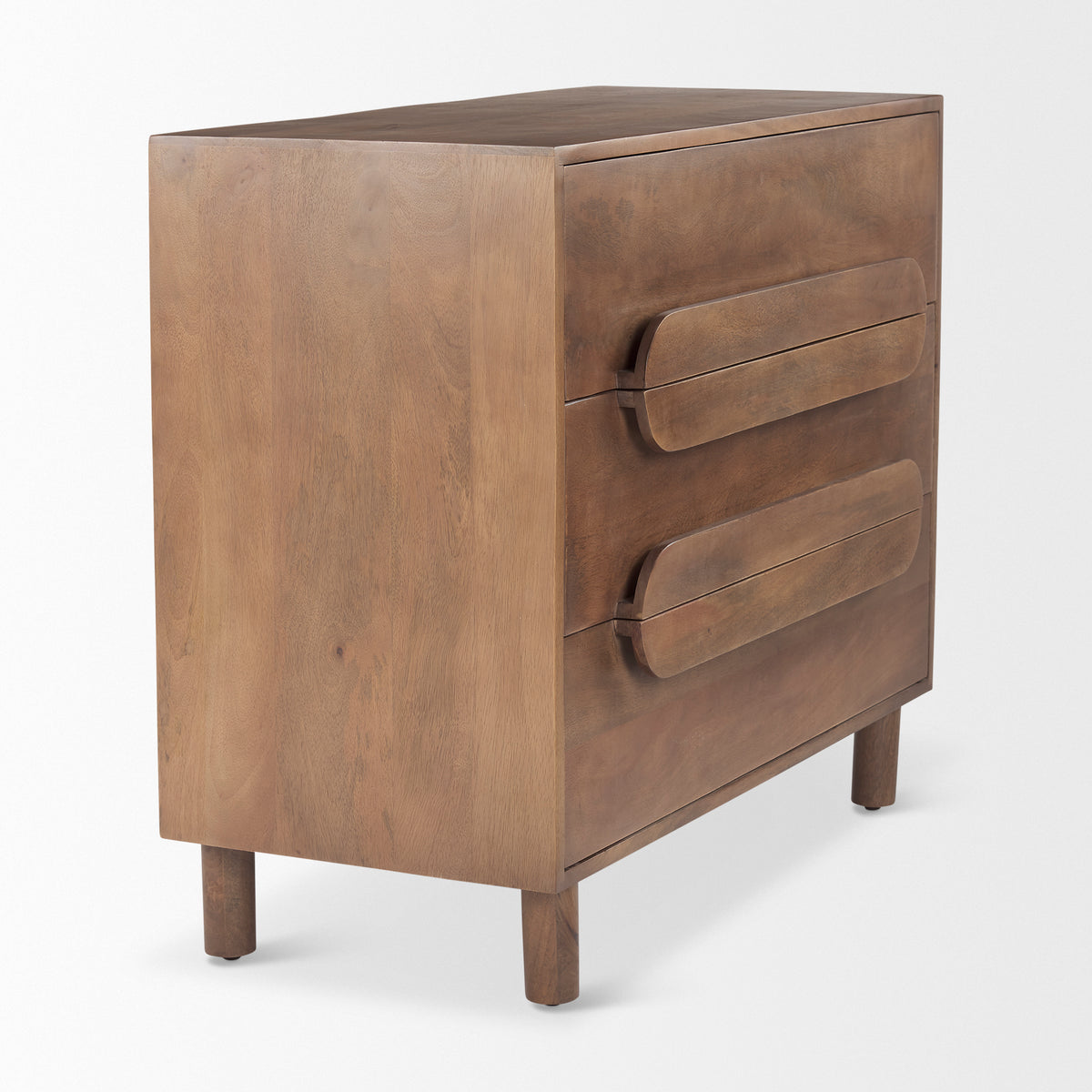 Astrid 36L x 17W x 30.3H Medium Brown Solid Wood 3 Drawer Cabinet-Accent Cabinets & Chests-DECOROLALA
