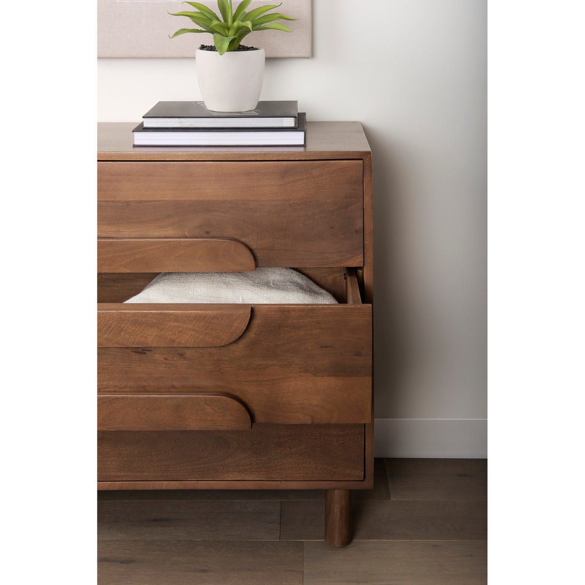 Astrid 36L x 17W x 30.3H Medium Brown Solid Wood 3 Drawer Cabinet-Accent Cabinets & Chests-DECOROLALA