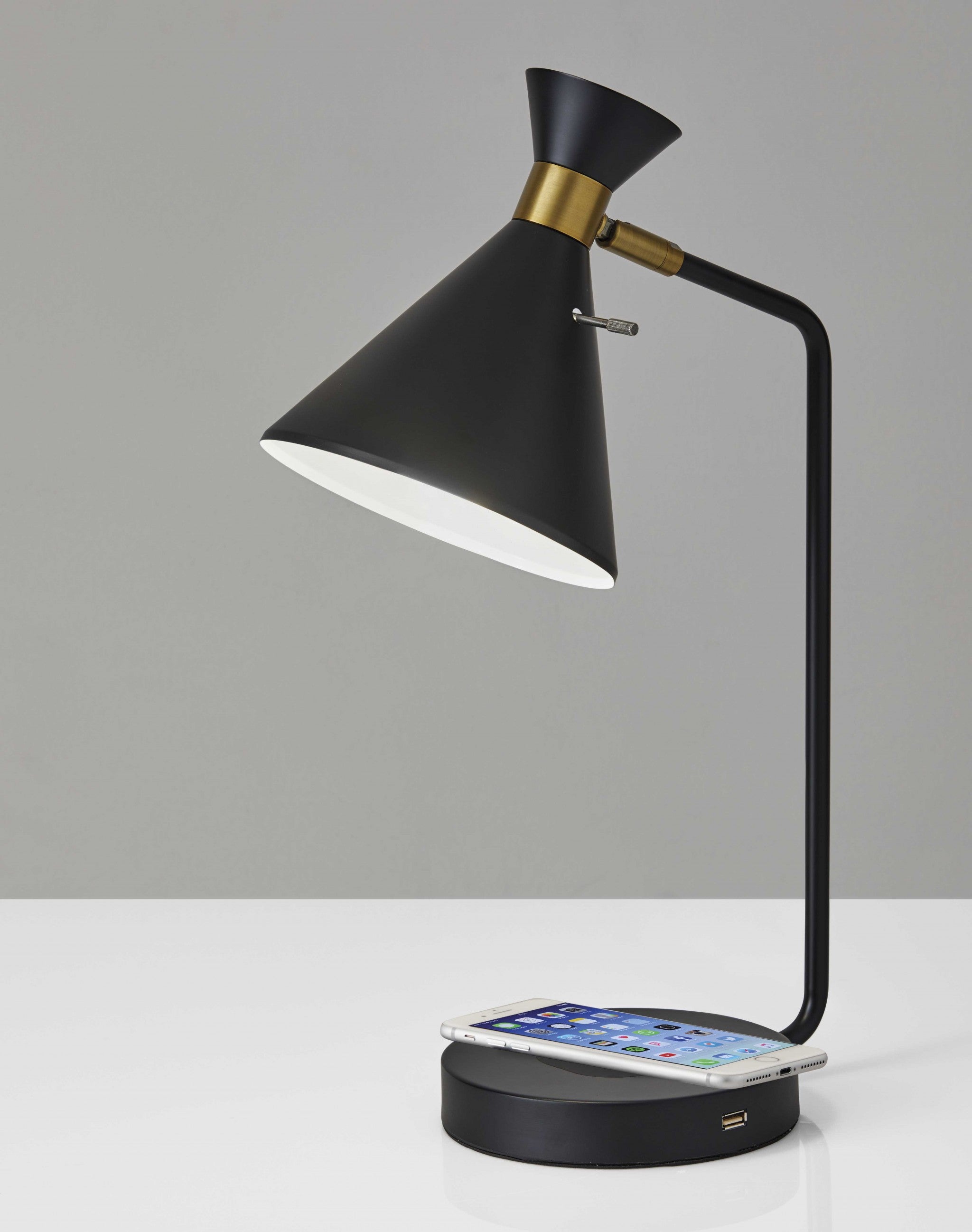 Asymmetrical Diabolo Black Metal Desk Lamp-Table Lamps-DECOROLALA