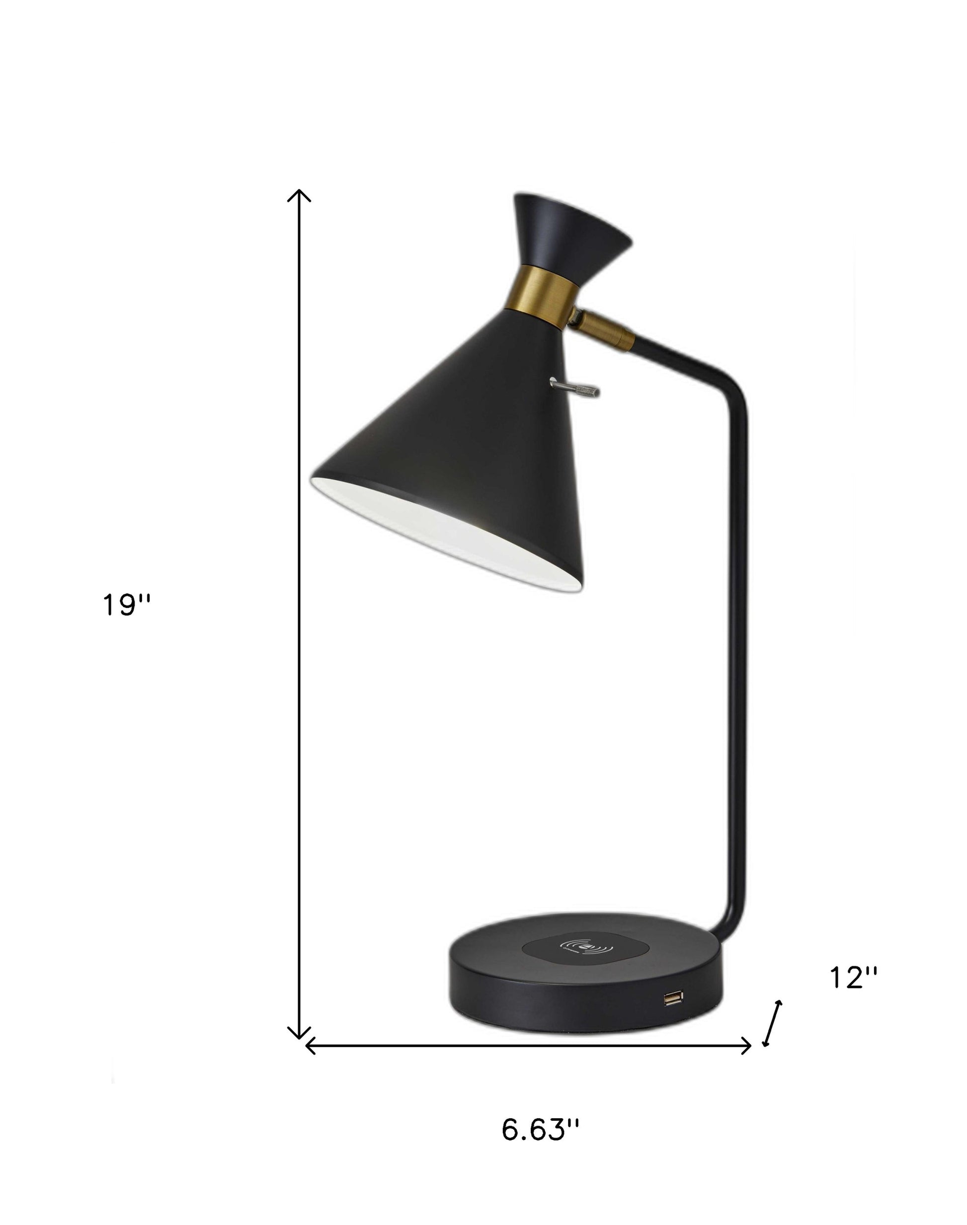 Asymmetrical Diabolo Black Metal Desk Lamp-Table Lamps-DECOROLALA
