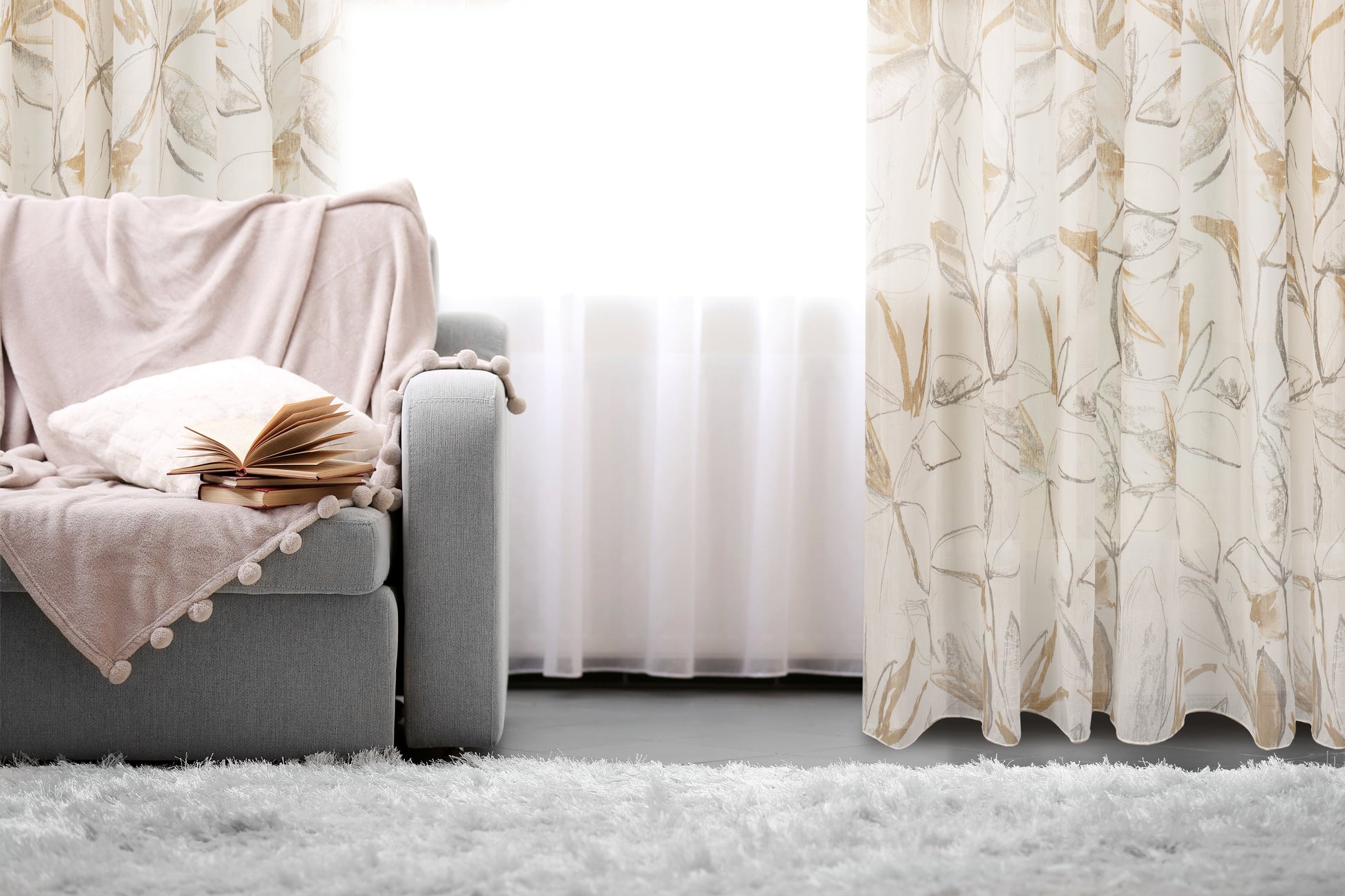 Athena Printed Abstract Floral Sheer Grommet Curtain 80"x 95"-Curtains-DECOROLALA