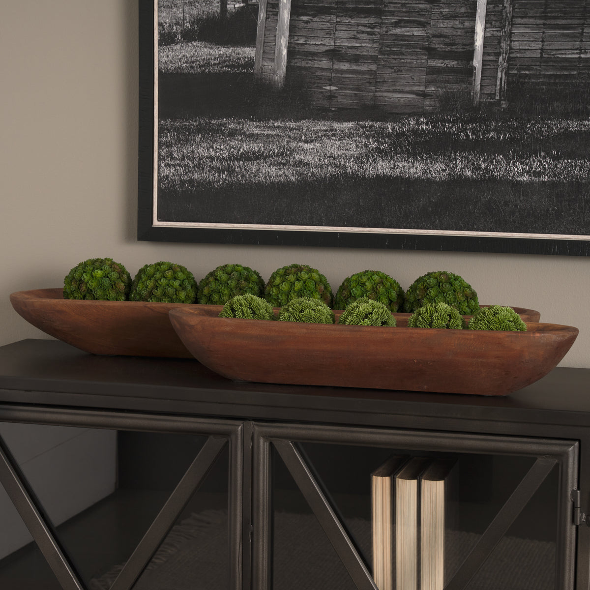 Athena Set of 2 Extra Large Light-Wash Reclaimed Wood Trays-Trays-DECOROLALA