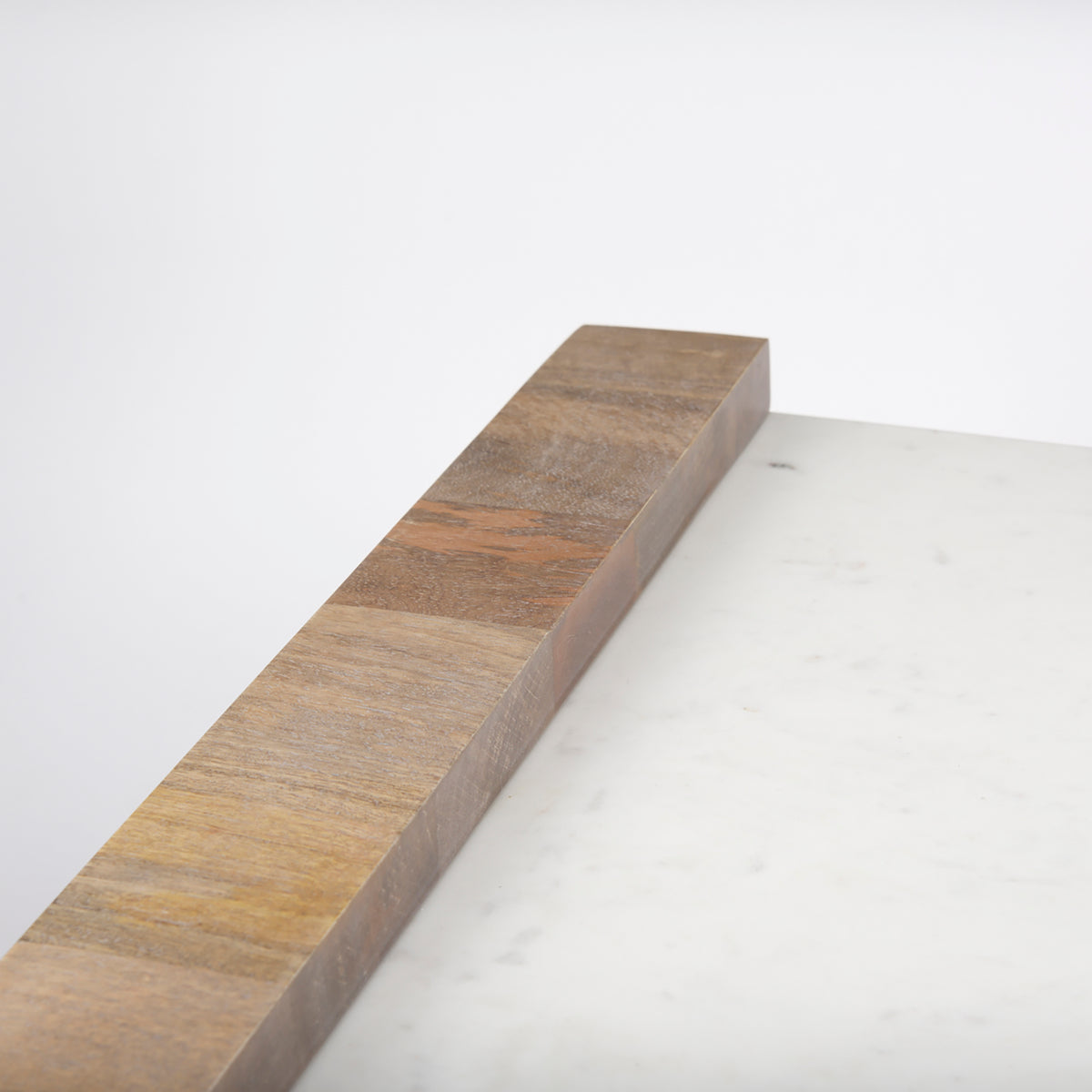 Athens 48.0L x 28.0W x 16.0H Light Brown Wood and White Marble Coffee Table-Coffee Tables-DECOROLALA