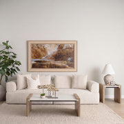 Athens 48.0L x 28.0W x 16.0H Light Brown Wood and White Marble Coffee Table-Coffee Tables-DECOROLALA