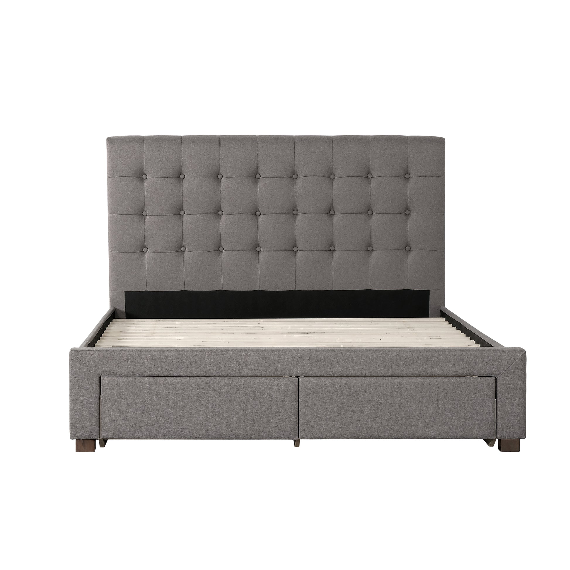 Atira Grey Upholstered Storage Bed with Drawers, Queen-Bedroom-DECOROLALA