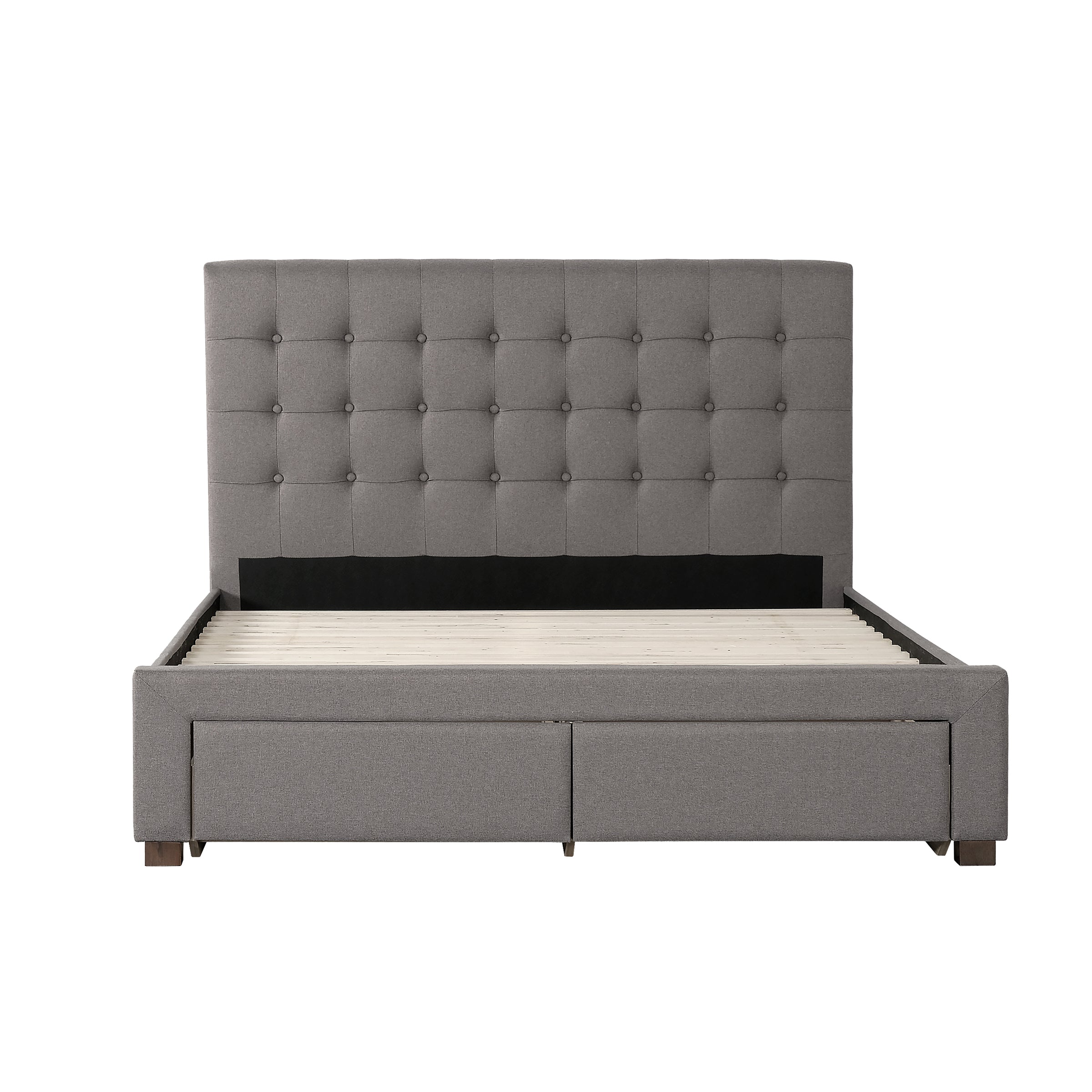 Atira Grey Upholstered Storage Bed with Drawers, Queen-Bedroom-DECOROLALA
