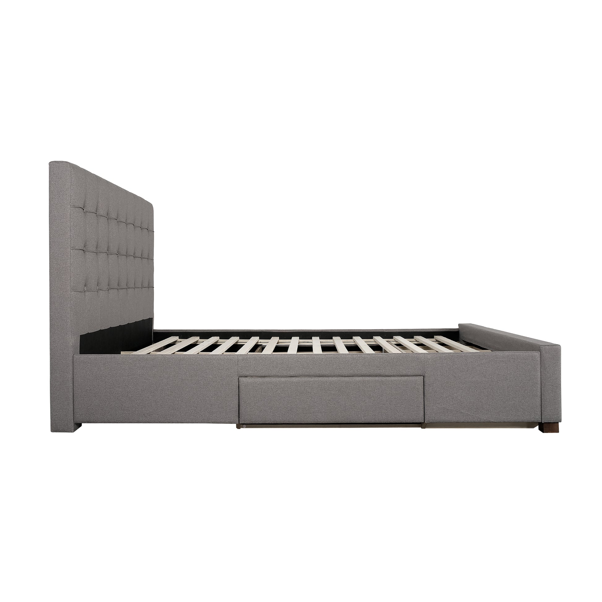 Atira Grey Upholstered Storage Bed with Drawers, Queen-Bedroom-DECOROLALA