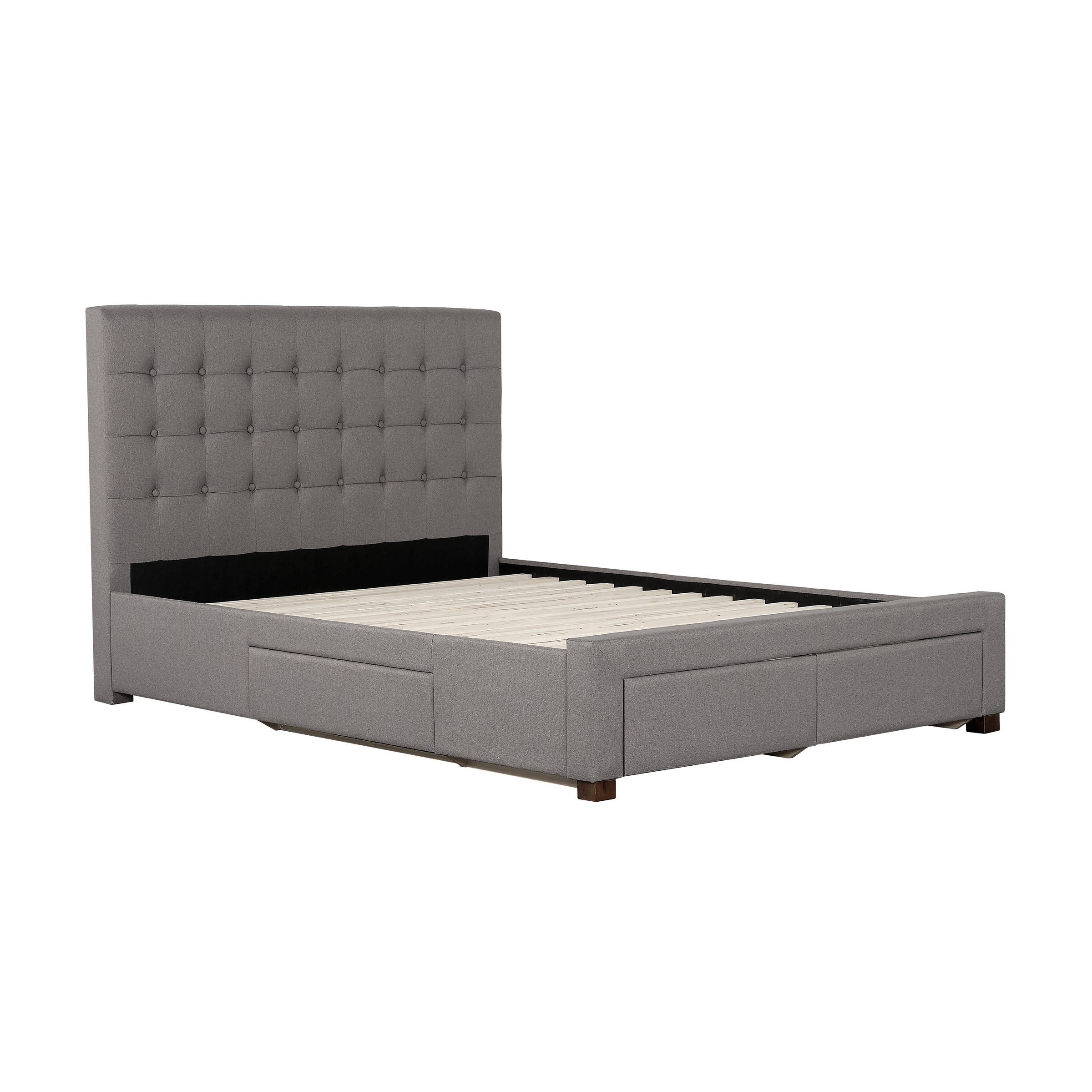 Atira Grey Upholstered Storage Bed with Drawers, Queen-Bedroom-DECOROLALA