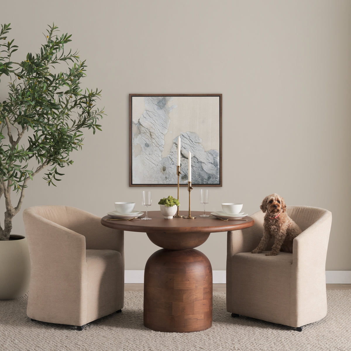 Atlas 42" Round Pedestal Dining Table | Wood | Seats 4-Dining Tables-DECOROLALA