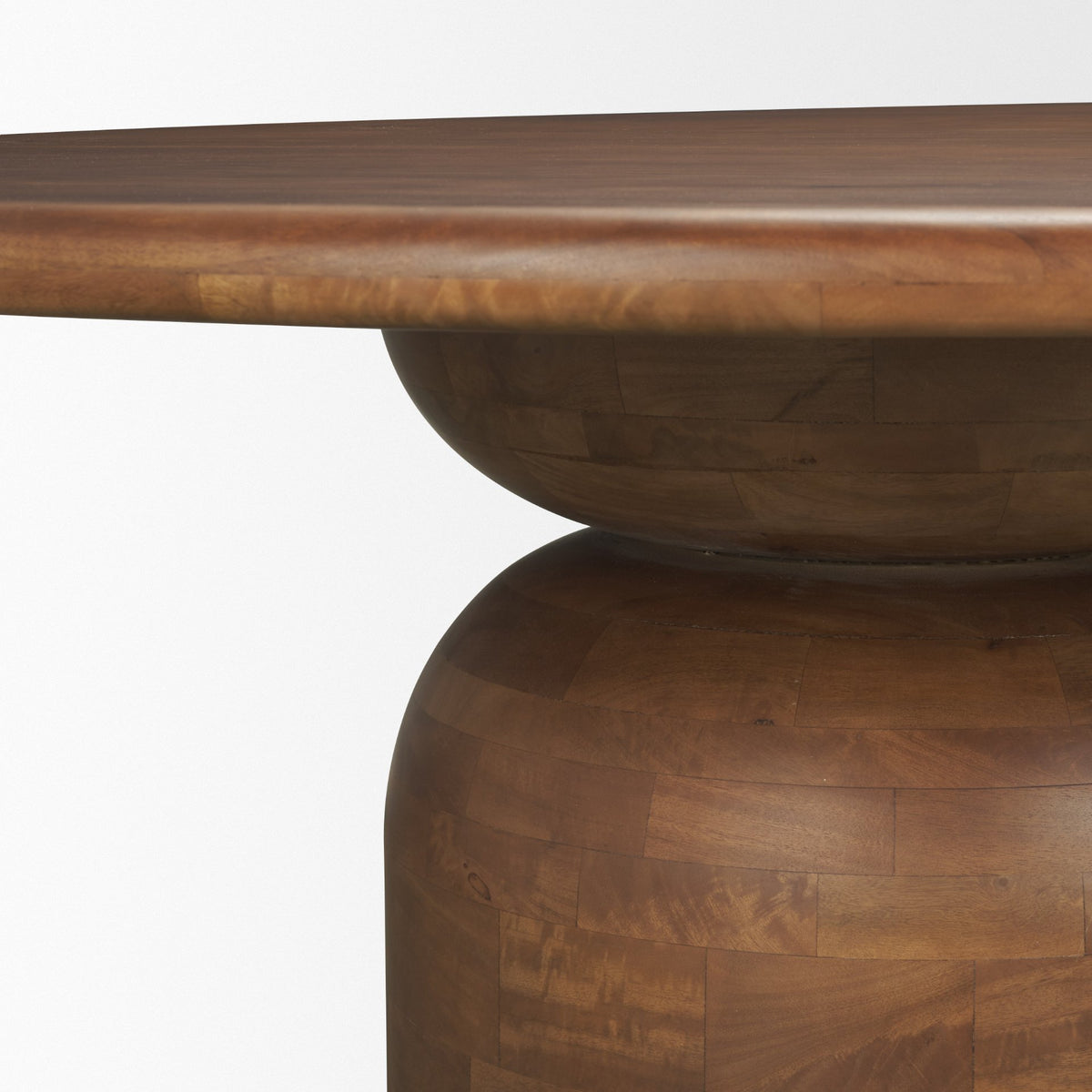 Atlas 60" Round Pedestal Dining Table | Modern | Med Brown Wood | Seats 6-Dining Tables-DECOROLALA