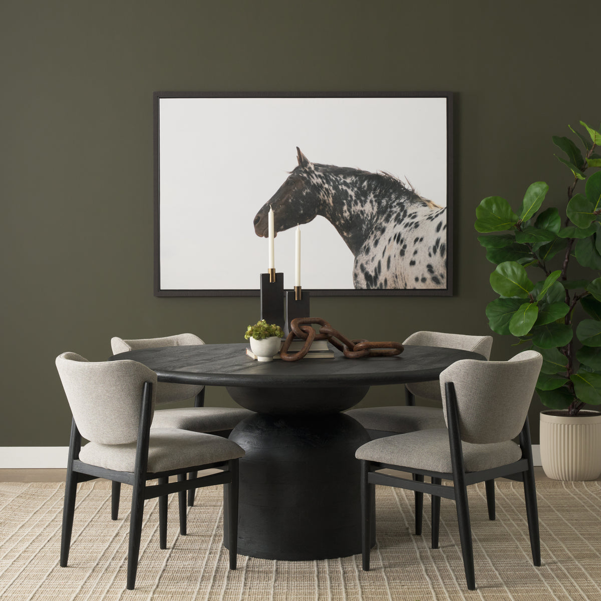 Atlas 60" Round Pedestal Dining Table | Modern | Med Brown Wood | Seats 6-Dining Tables-DECOROLALA