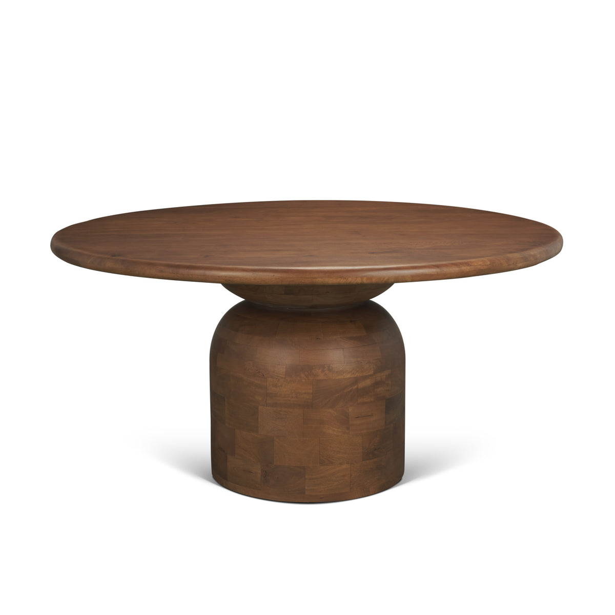 Atlas 60" Round Pedestal Dining Table | Modern | Med Brown Wood | Seats 6-Dining Tables-DECOROLALA