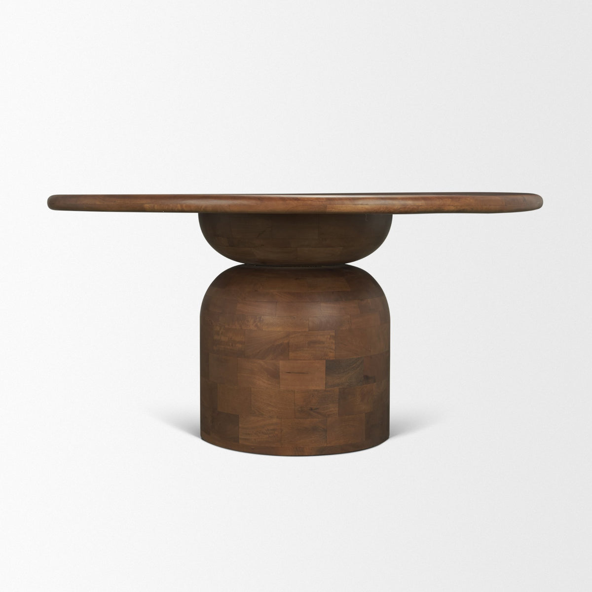 Atlas 60" Round Pedestal Dining Table | Modern | Med Brown Wood | Seats 6-Dining Tables-DECOROLALA
