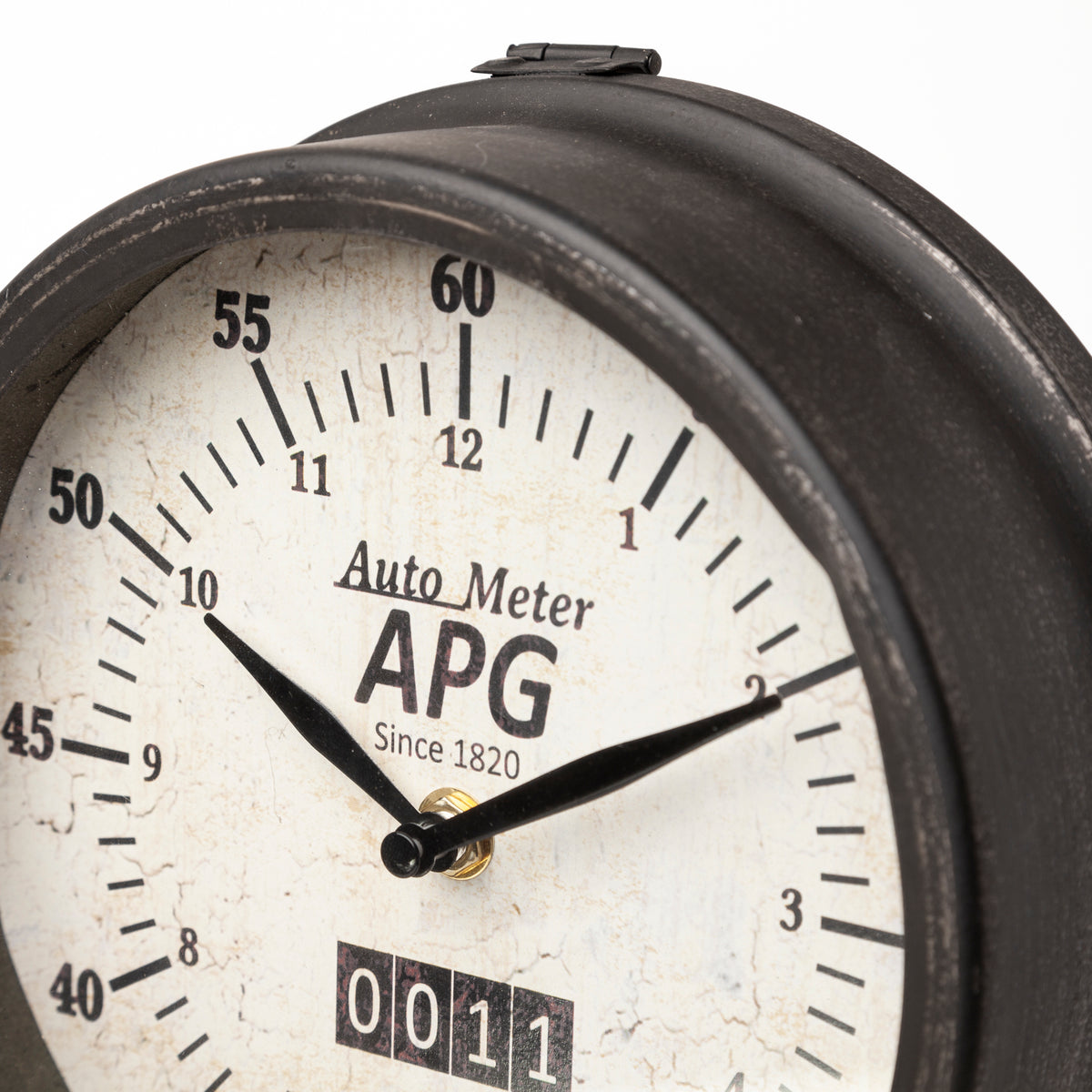 Attalack II Black Metal Round Face Table Clock-Table Clocks-DECOROLALA