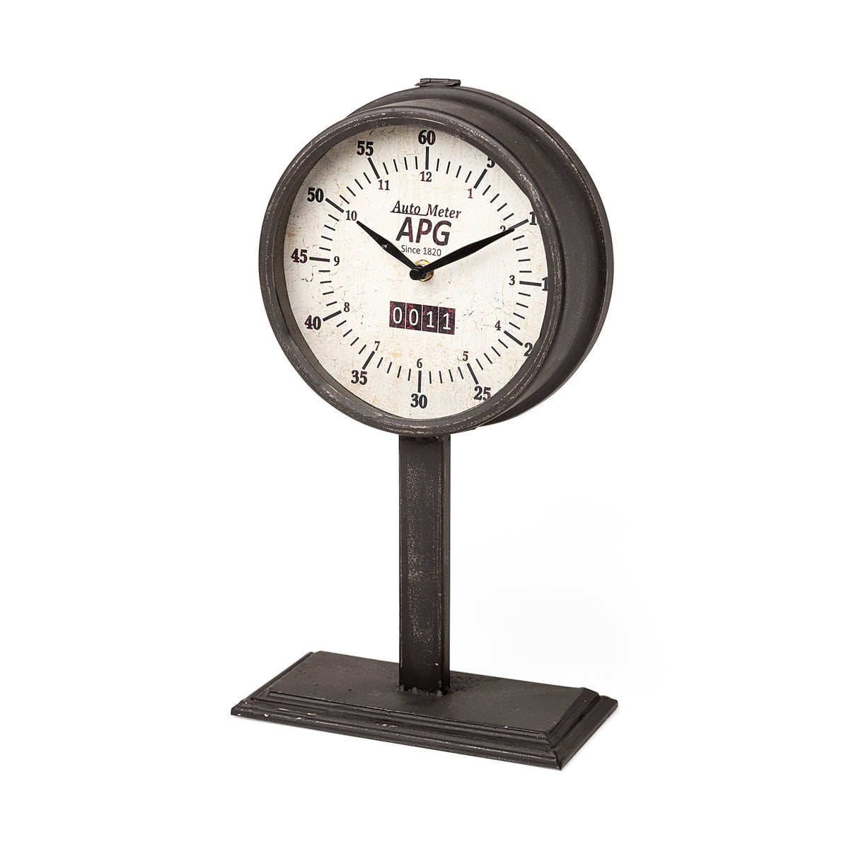 Attalack II Black Metal Round Face Table Clock-Table Clocks-DECOROLALA