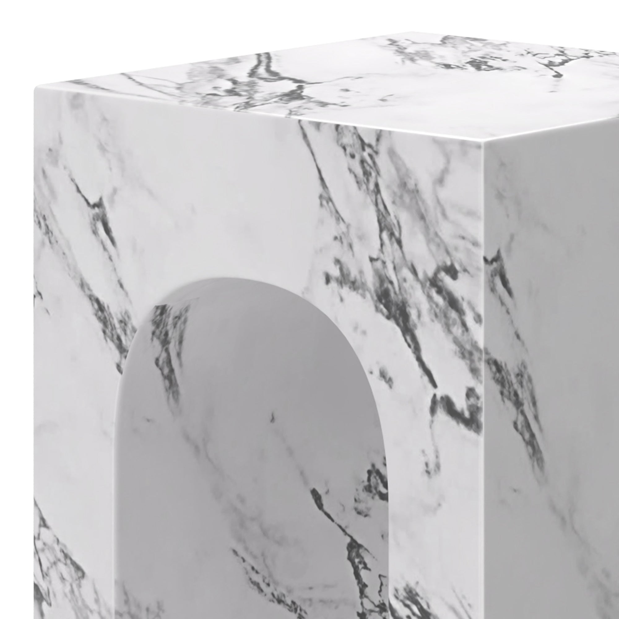 Atticus Arched Accent Side Table - Bulgari White Marble Finish-DECOROLALA