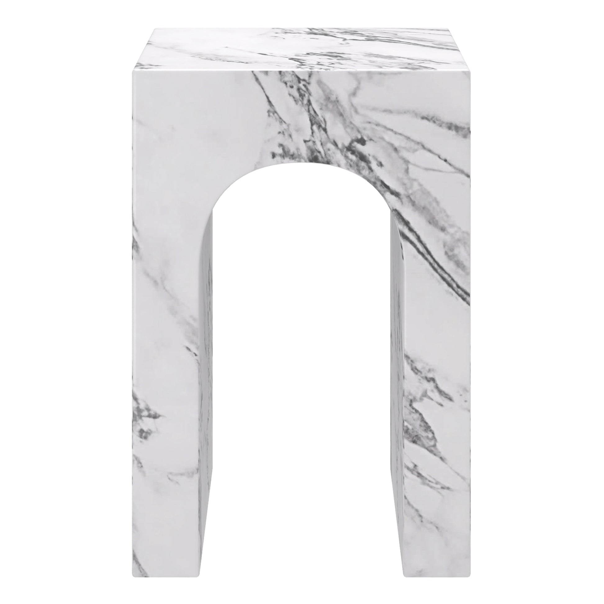 Atticus Arched Accent Side Table - Bulgari White Marble Finish-DECOROLALA