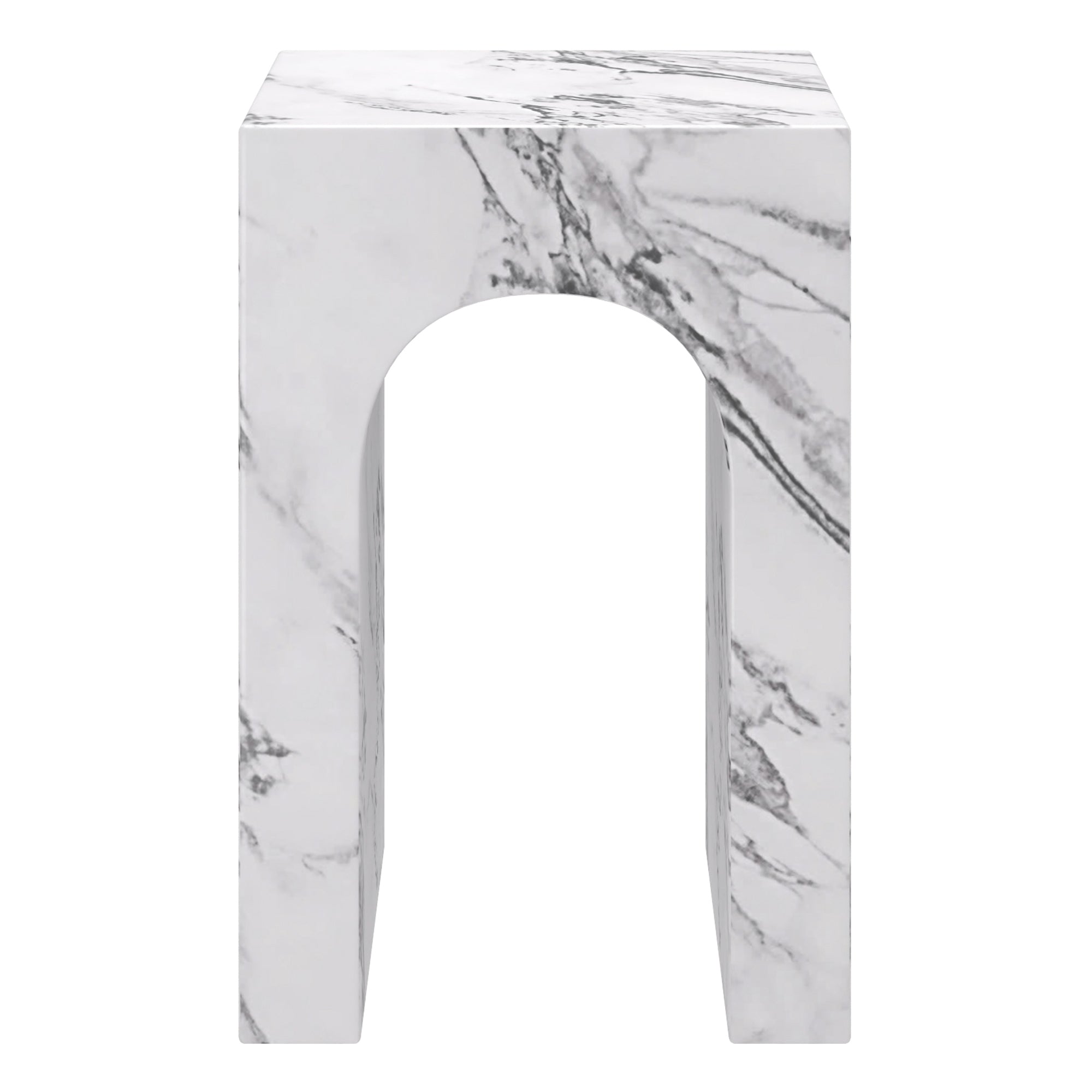 Atticus Arched Accent Side Table - Bulgari White Marble Finish-DECOROLALA