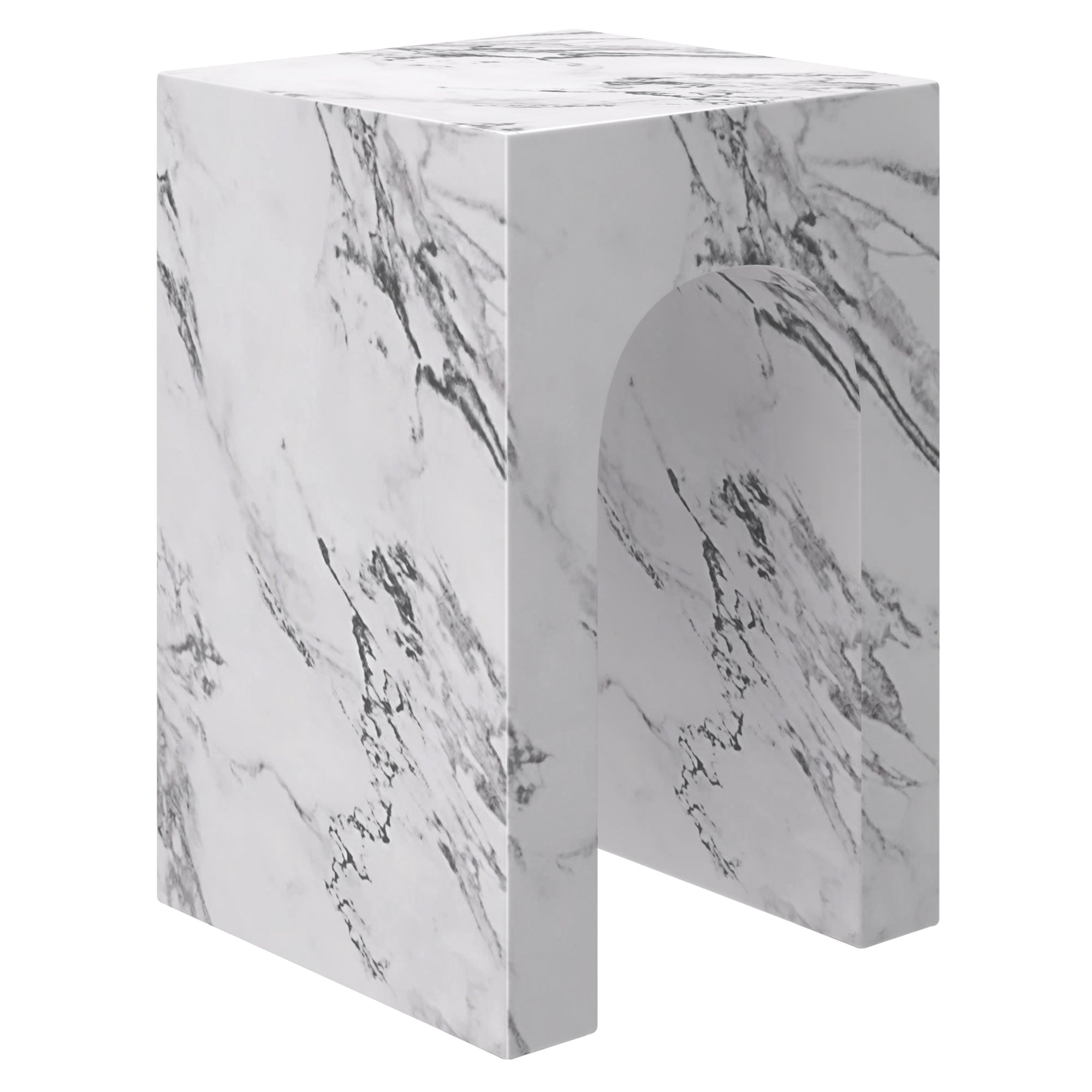 Atticus Arched Accent Side Table - Bulgari White Marble Finish-DECOROLALA