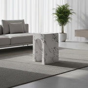 Atticus Arched Accent Side Table - Bulgari White Marble Finish-DECOROLALA