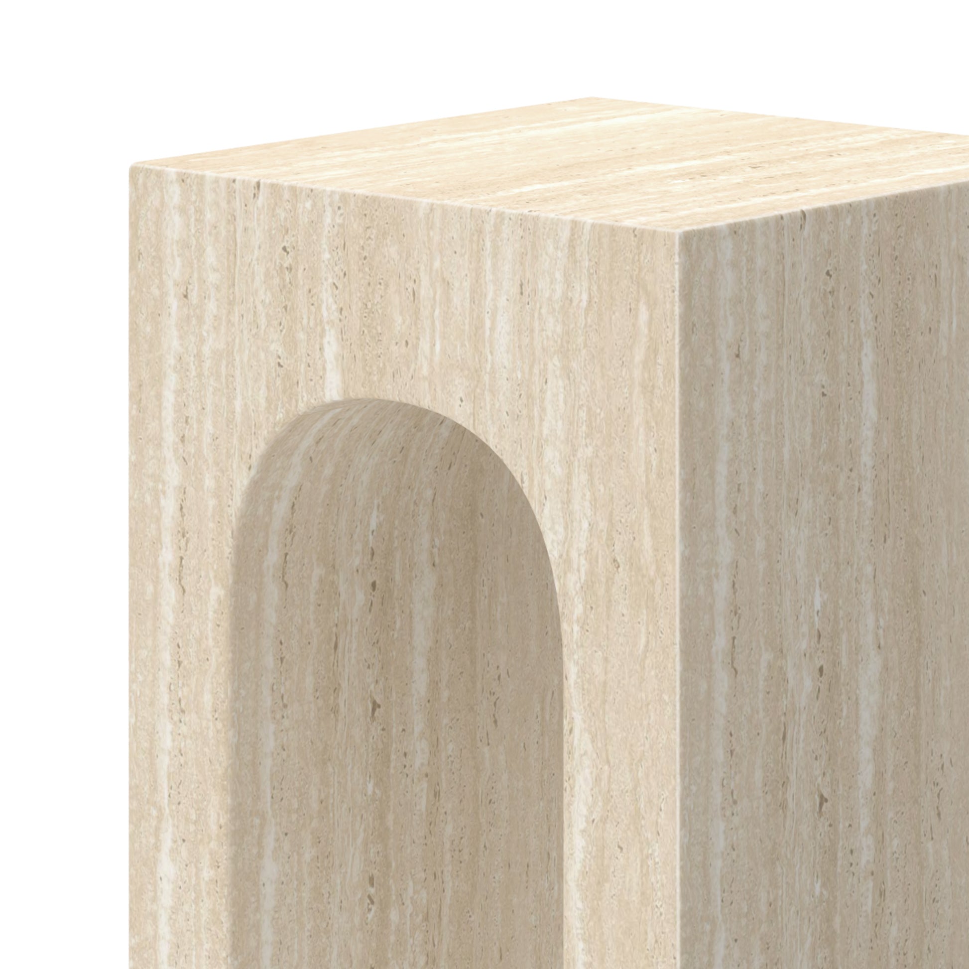Atticus Arched Accent Side Table - Travertine Finish-DECOROLALA