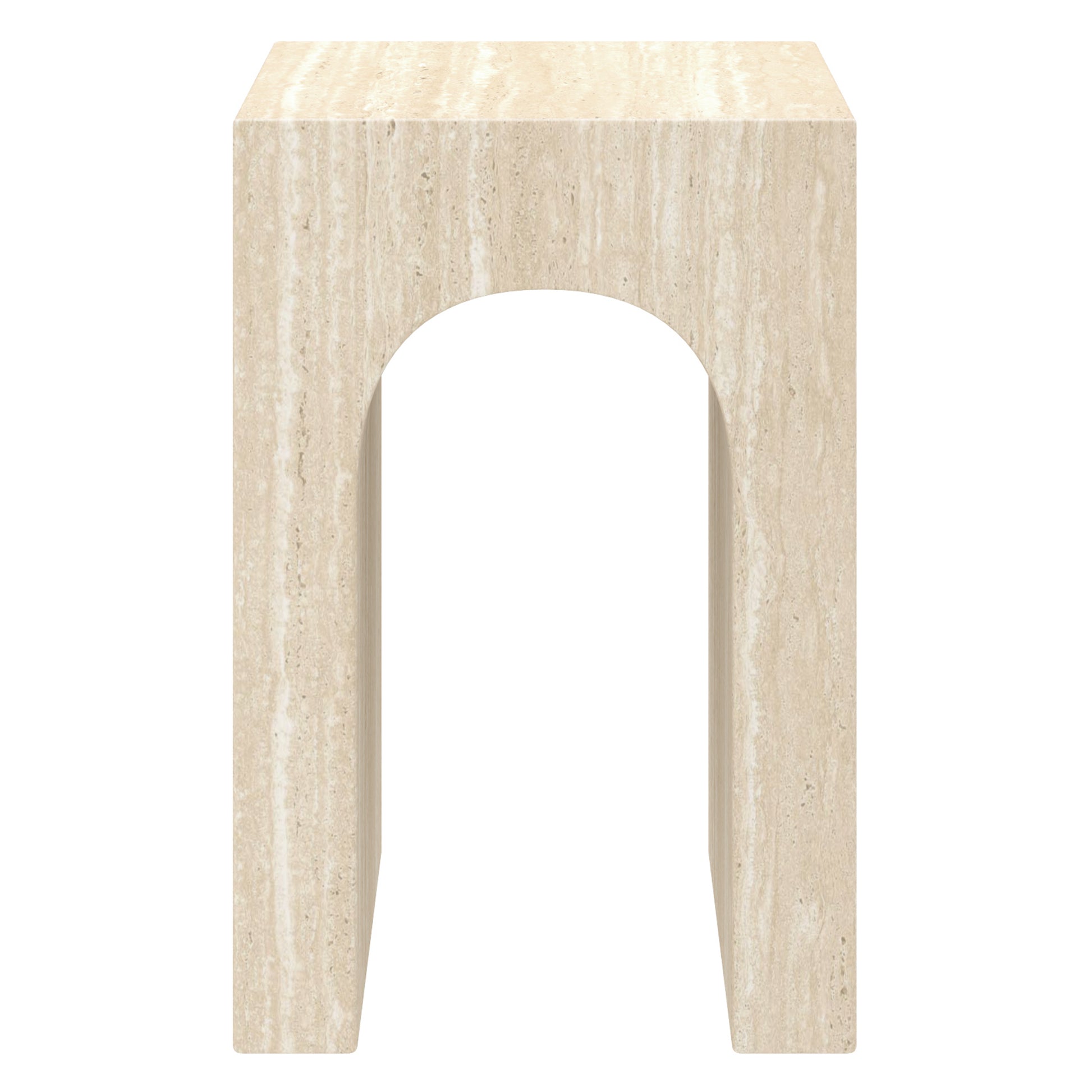 Atticus Arched Accent Side Table - Travertine Finish-DECOROLALA