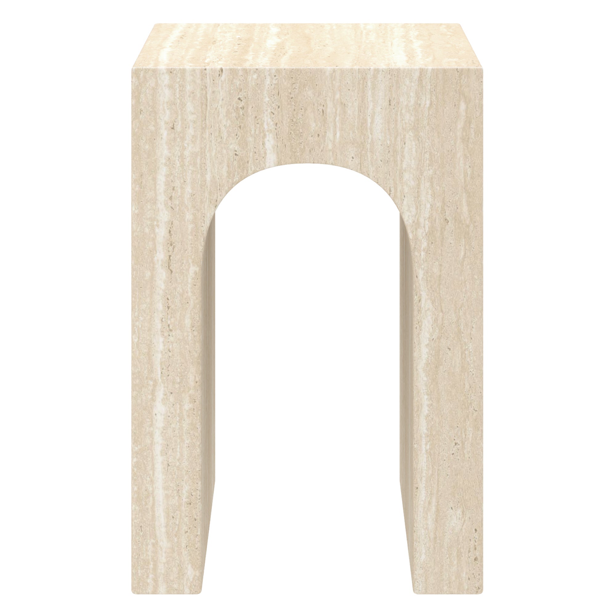 Atticus Arched Accent Side Table - Travertine Finish-DECOROLALA
