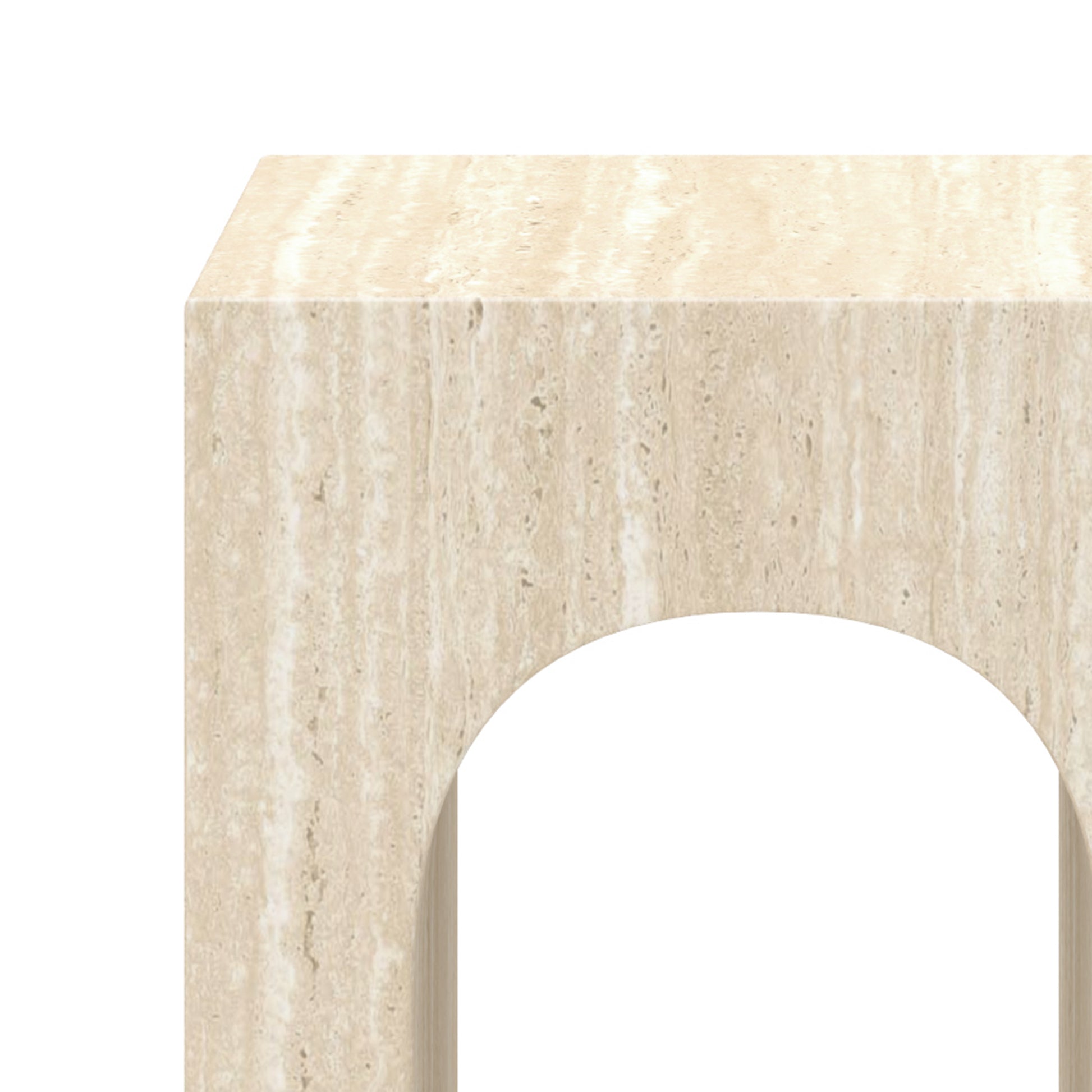 Atticus Arched Accent Side Table - Travertine Finish-DECOROLALA