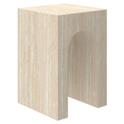 Atticus Arched Accent Side Table - Travertine Finish-DECOROLALA