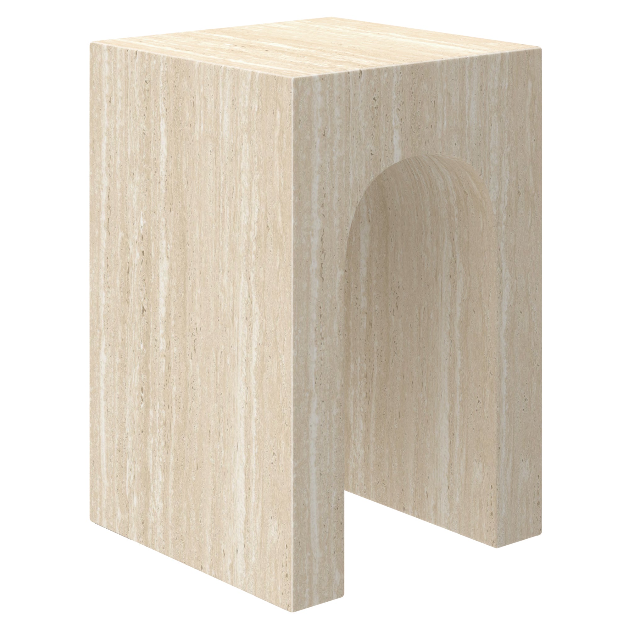 Atticus Arched Accent Side Table - Travertine Finish-DECOROLALA
