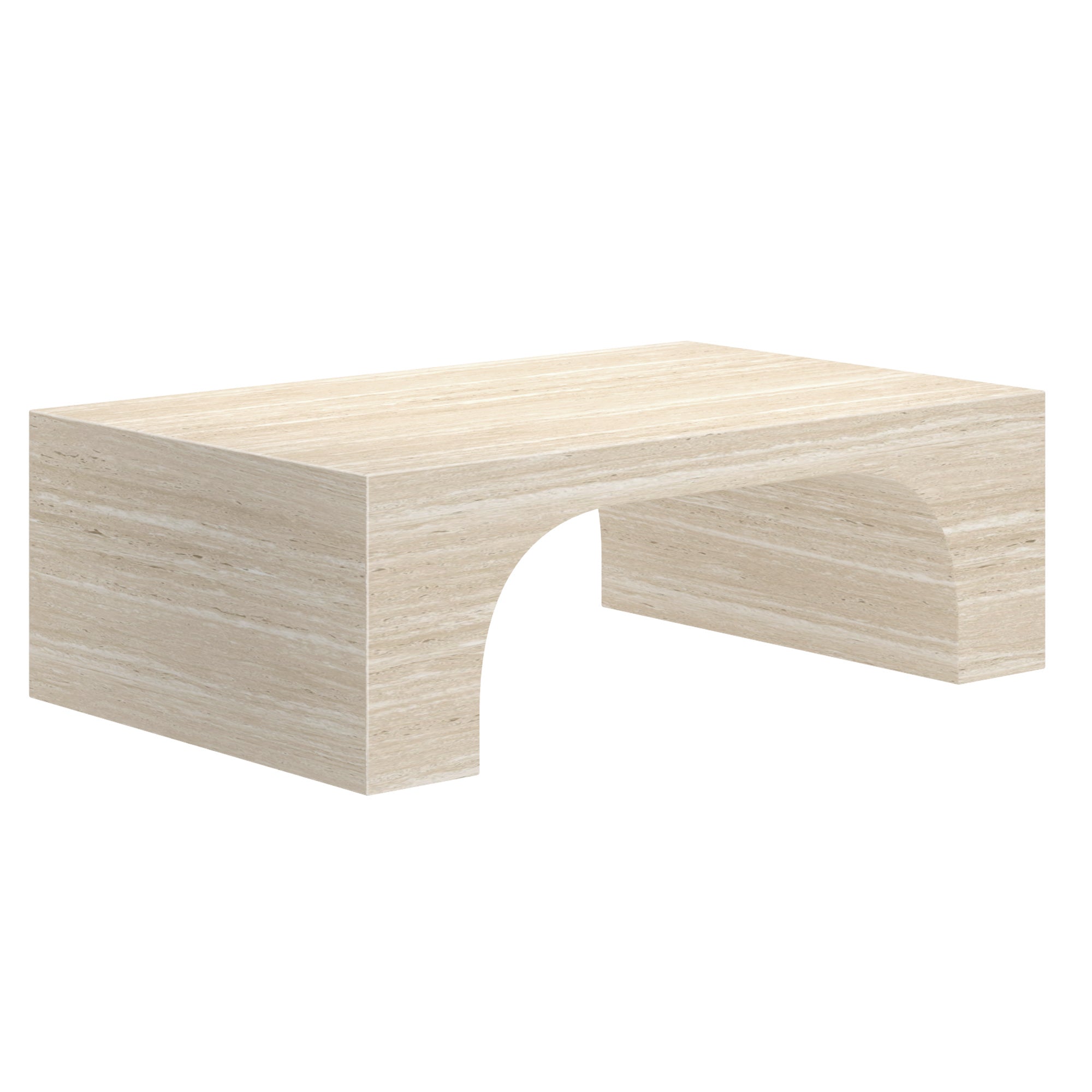 Atticus Arched Coffee Table - Travertine Finish-DECOROLALA