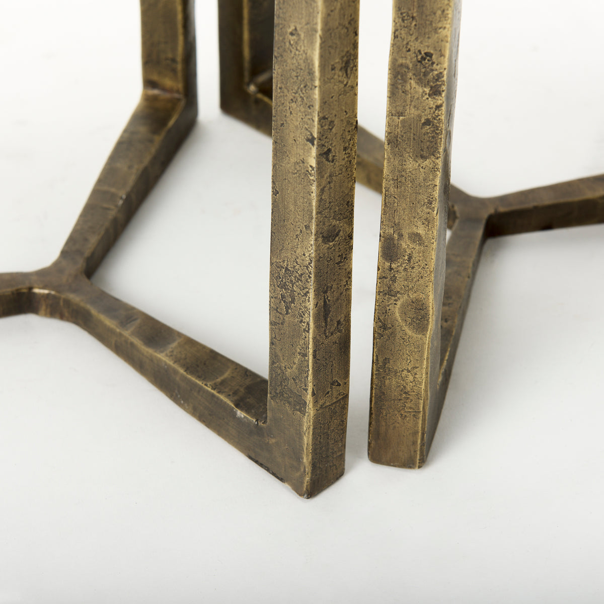 Atticus Black Wood and Antiqued Gold Metal Nesting Accent Tables (Set of 2)-Accent Tables-DECOROLALA