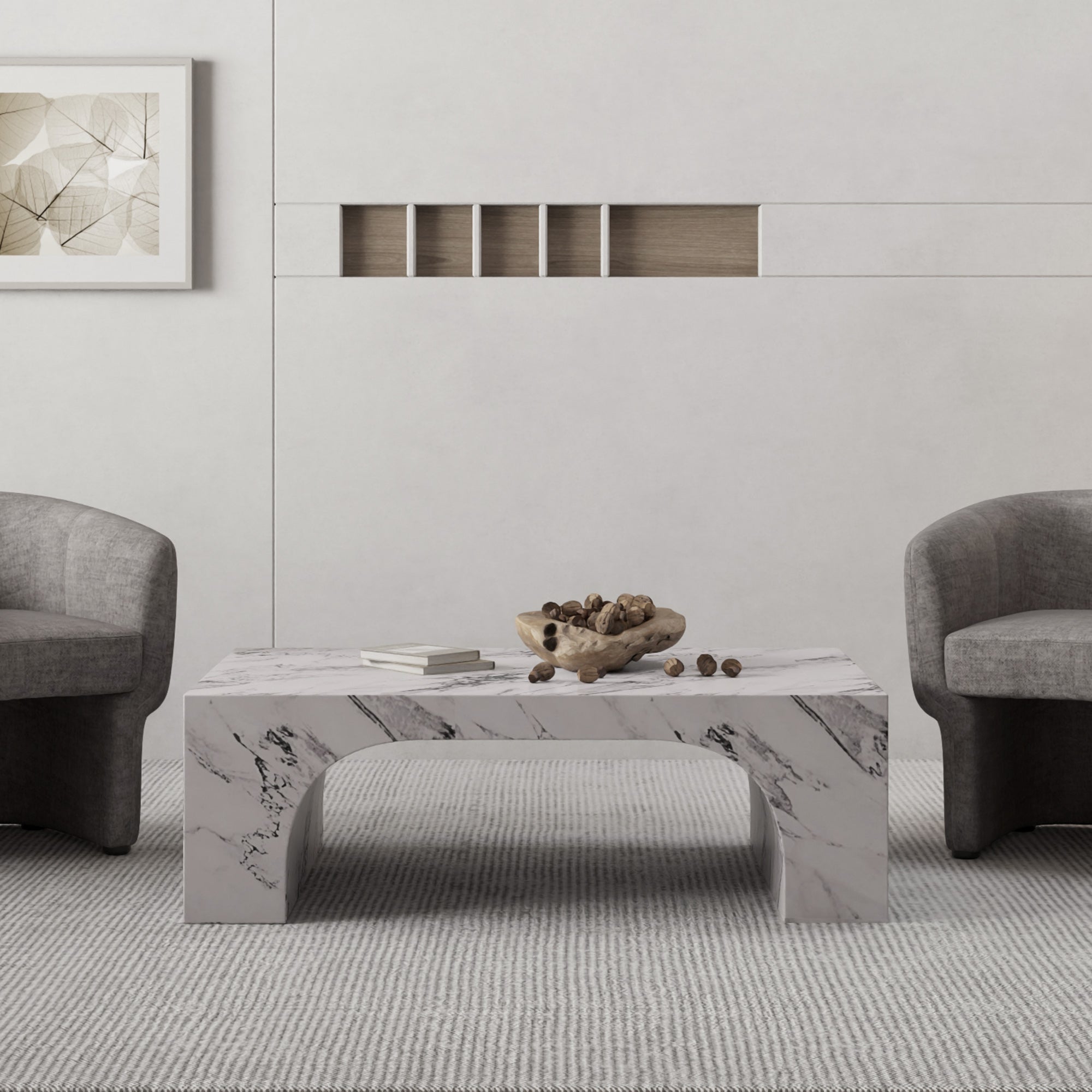 Atticus Coffee Table - Bulgari White Marble Finish-DECOROLALA