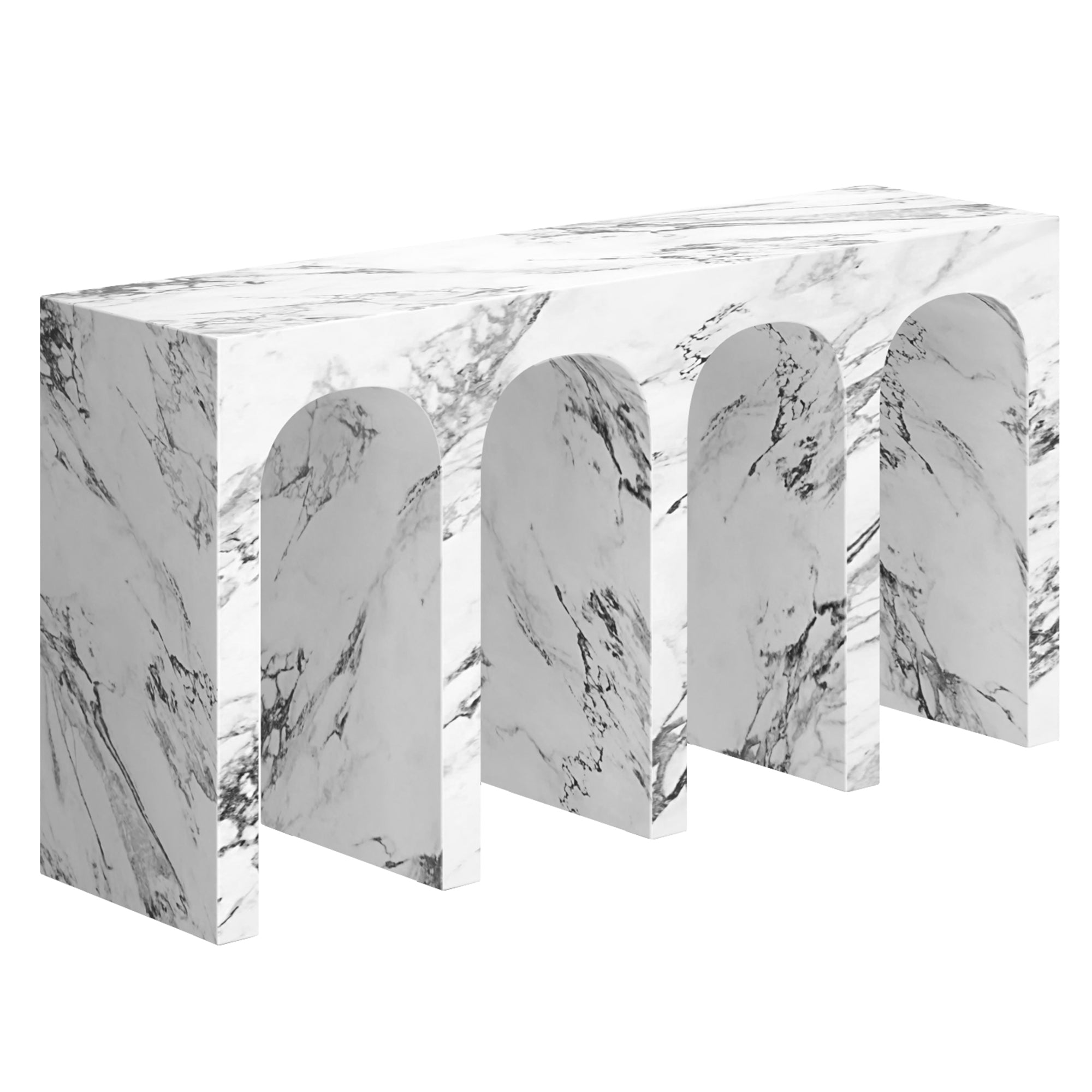 Atticus Console Table - Bulgari White Marble Finish-DECOROLALA