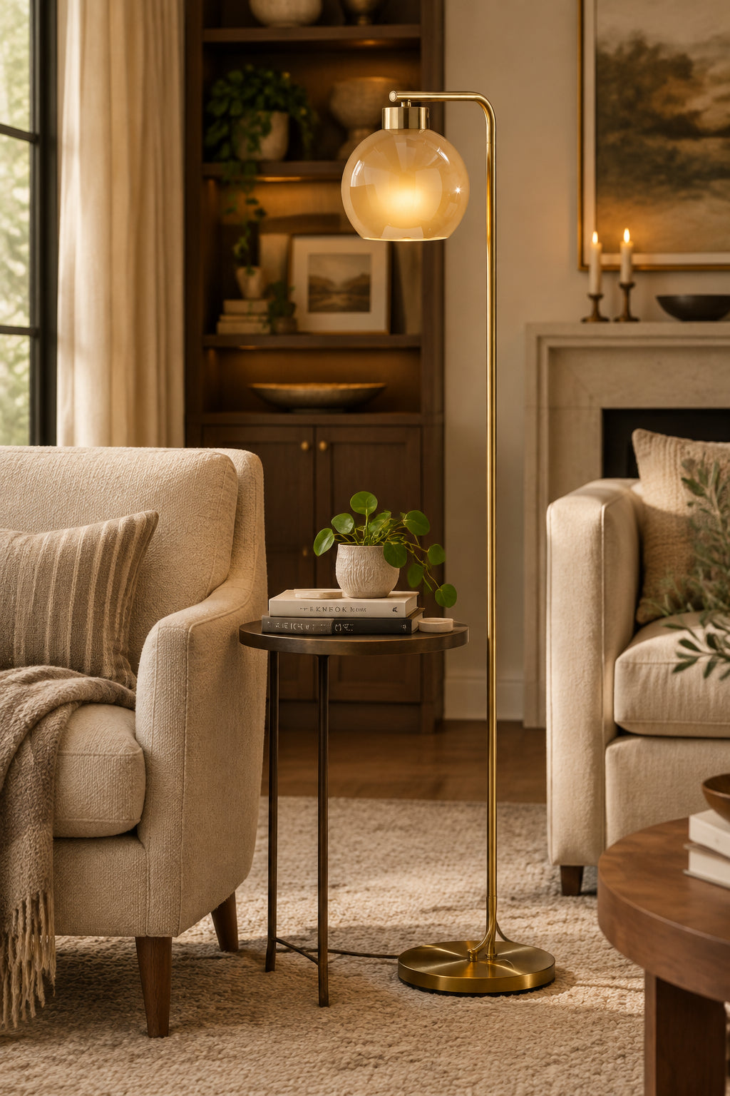 Atticus Floor Lamp - Antique Brass 59"-Lighting-DECOROLALA